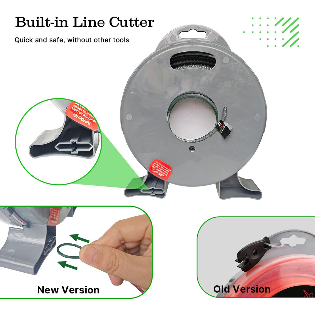 A Anleolife 1-Pound Heavy Duty Sawtooth 140-mil-by-108-ft Dual Core String Serrated Trimmer Line Donut for Walk Behind Wheeled Mowers with Built-in Line Cutter