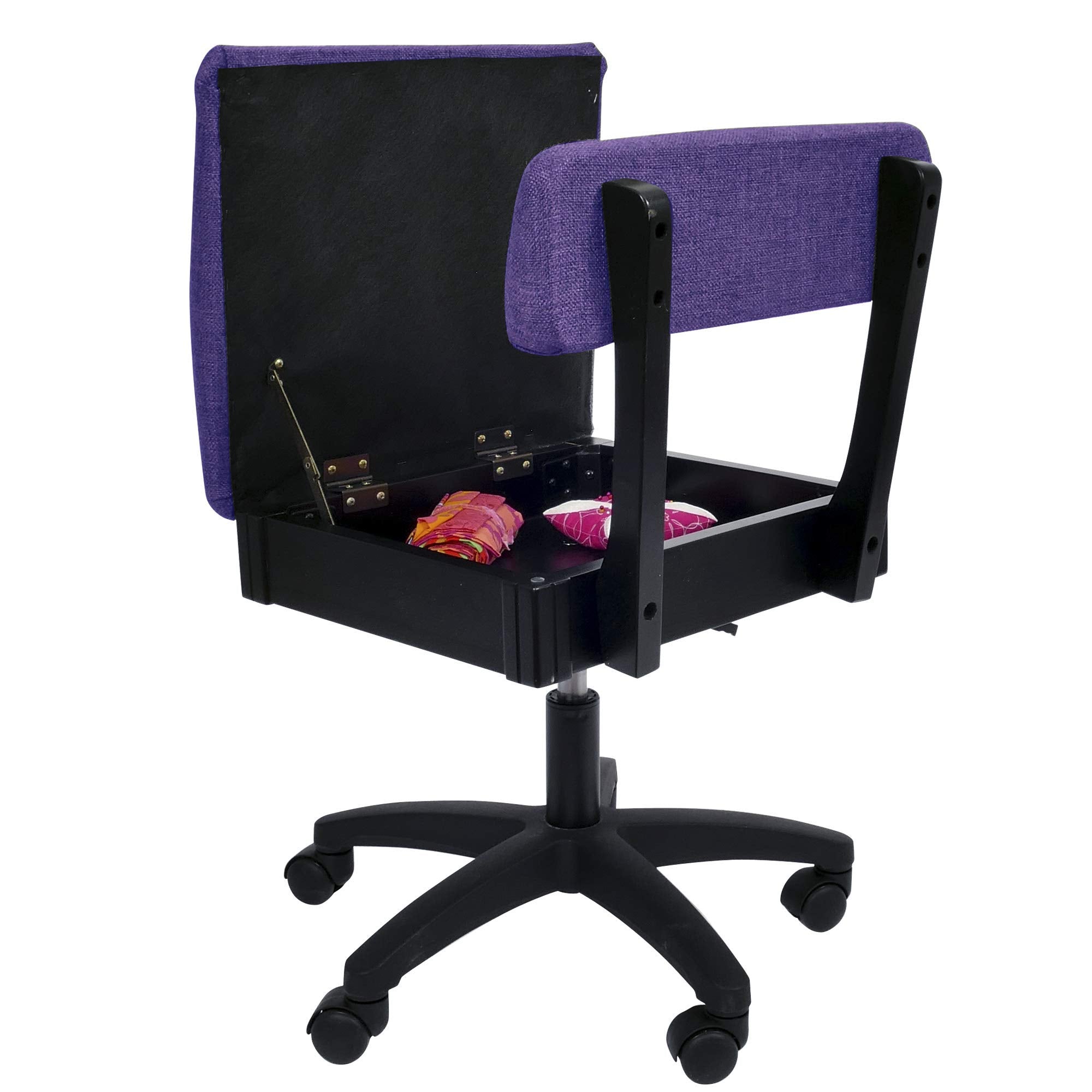 Arrow Sewing H8123 Adjustable Height Hydraulic Sewing and Craft Chair with Under Seat Storage and Solid Fabric, Lady Gray Fabric
