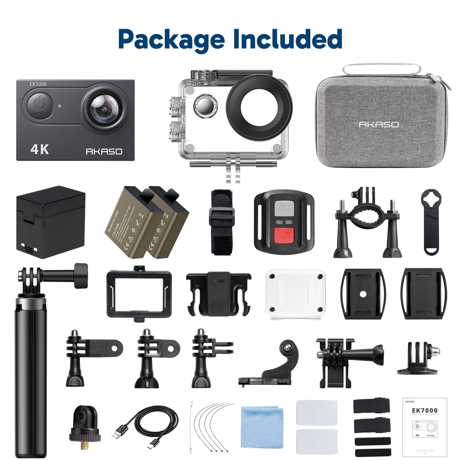 AKASO EK7000 4K30FPS 20MP WiFi Action Camera with EIS Ultra HD 131FT Waterproof Underwater Camera Remote Control 4X Zoom Support External Microphone Black