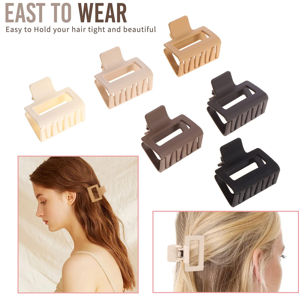 12 Pack Black Square Claw Clips, Big and Small Neutral Rectangle Hair Claw, Non-slip Matte Large Hair Clips for Women,Strong Hold jaw clip for Thick Thin Hair