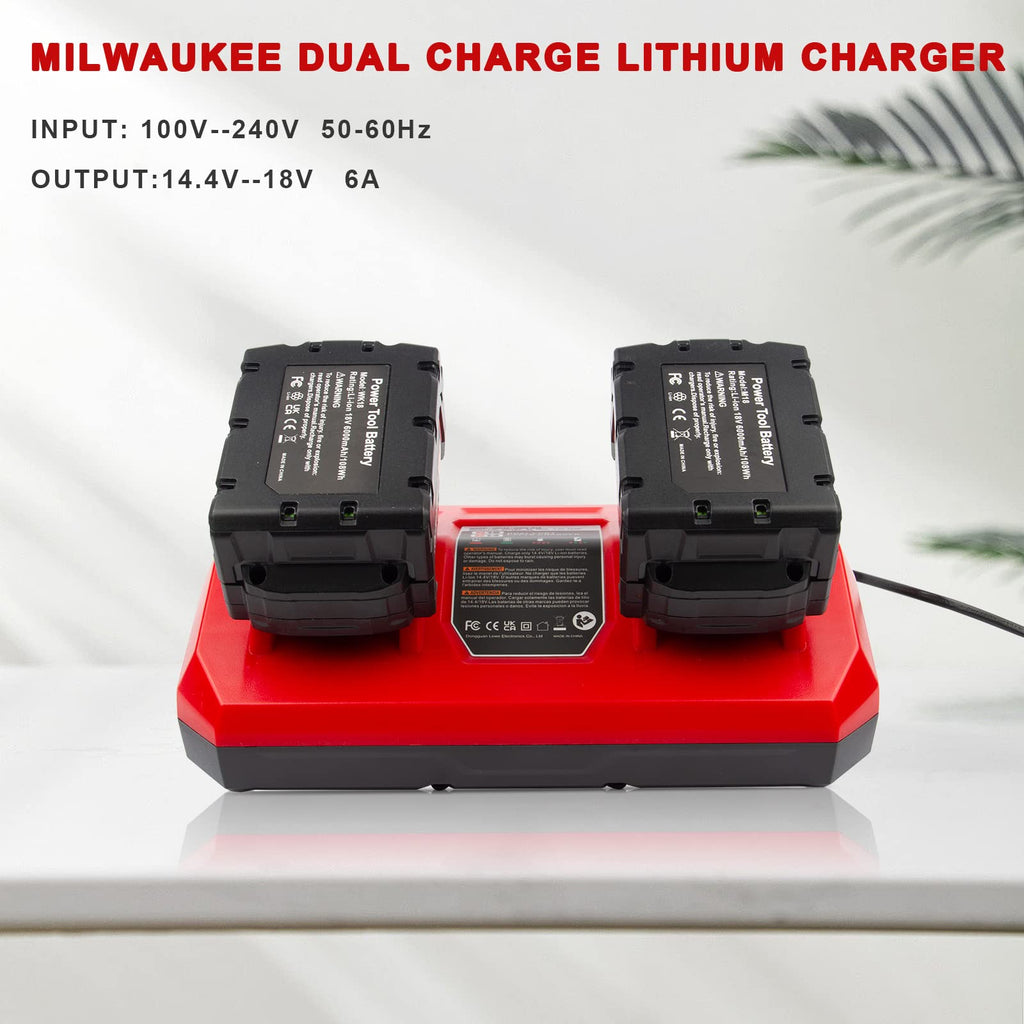 Dual Battery Charger for Mil MK-18 6A Rapid Charger Replacement to Charge 14.4V-18V XC Battery 48-59-1890 48-59-1812 48-11-1850 48-11-1820 48-11-1835 48-59-1802