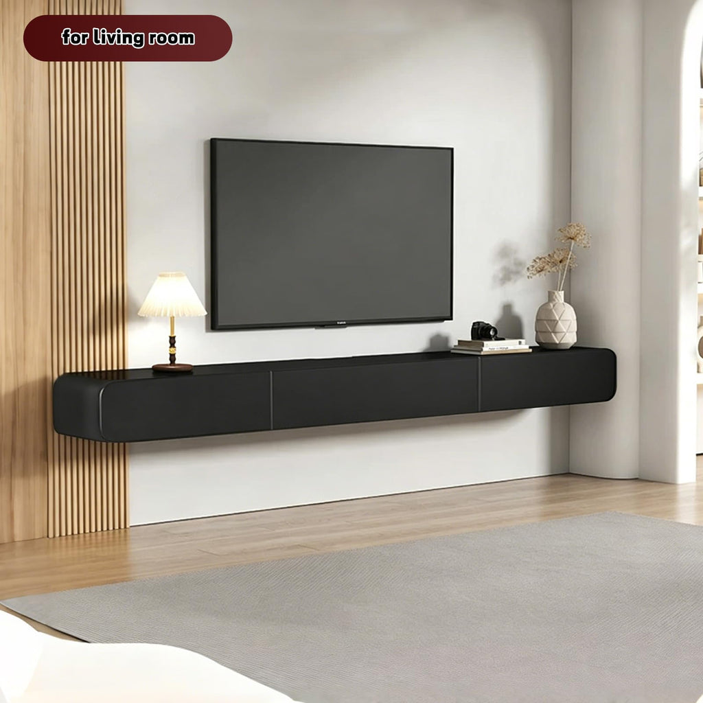 FPIGSHS Wall Mounted Media Console with 2 Drawers Solid Wood Floating TV Stand Hanging TV Shelf Entertainment Center TV Cabinet, for Home Office (A, 120cm/47.2in)