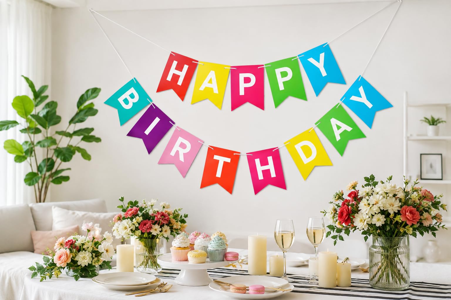 Letjolt Mint Blue Happy Birthday Banner Party Signs 13 Pcs | Supplies for Birthday Party Decorations Nursery Decor