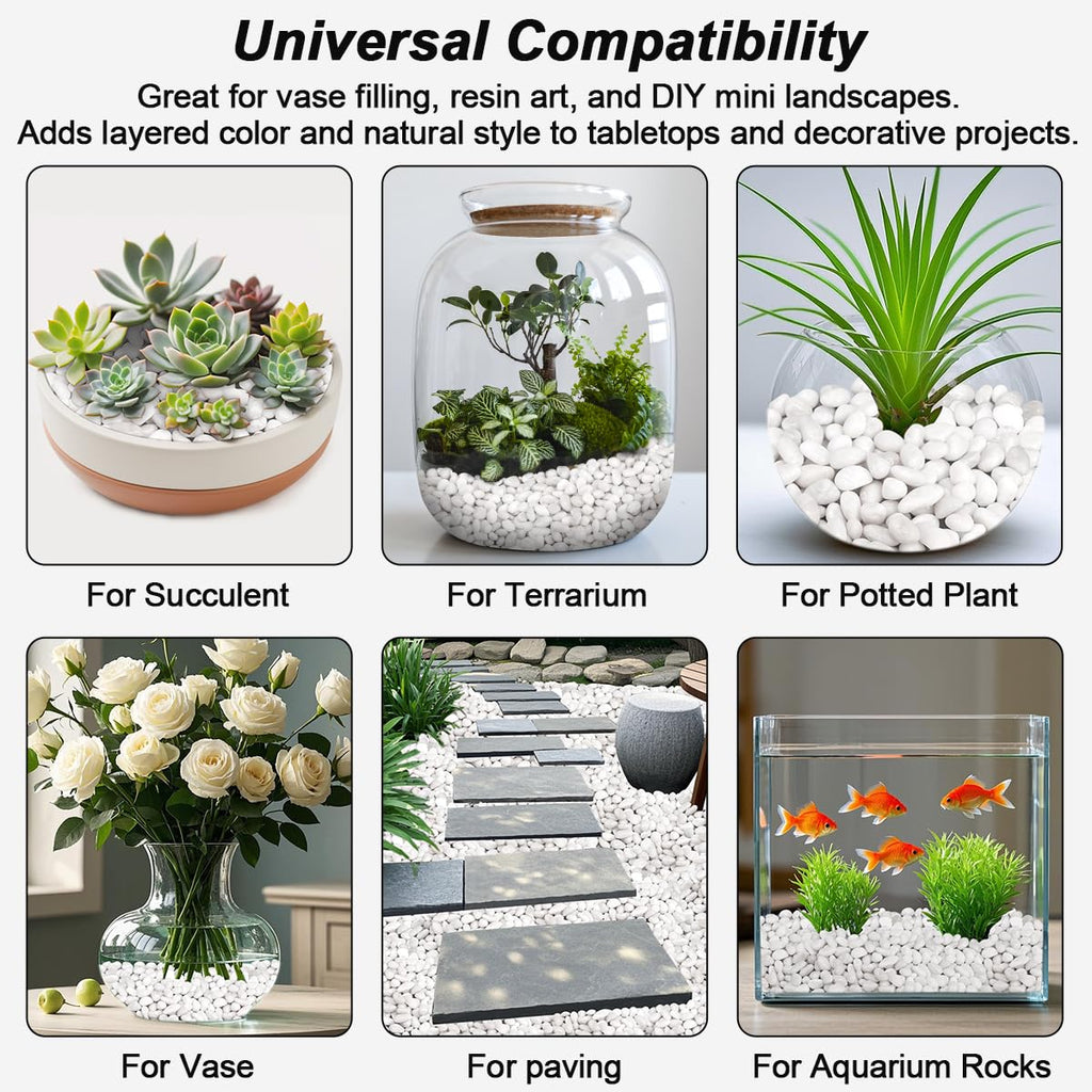 Terrarium Supplies,Virekm River Rocks, Decorative Ornamental Pebbles,Garden Landscaping Stones,Gravel Filler for Home Decoration Flower Bed Fish Tank Plants Vases Succulents