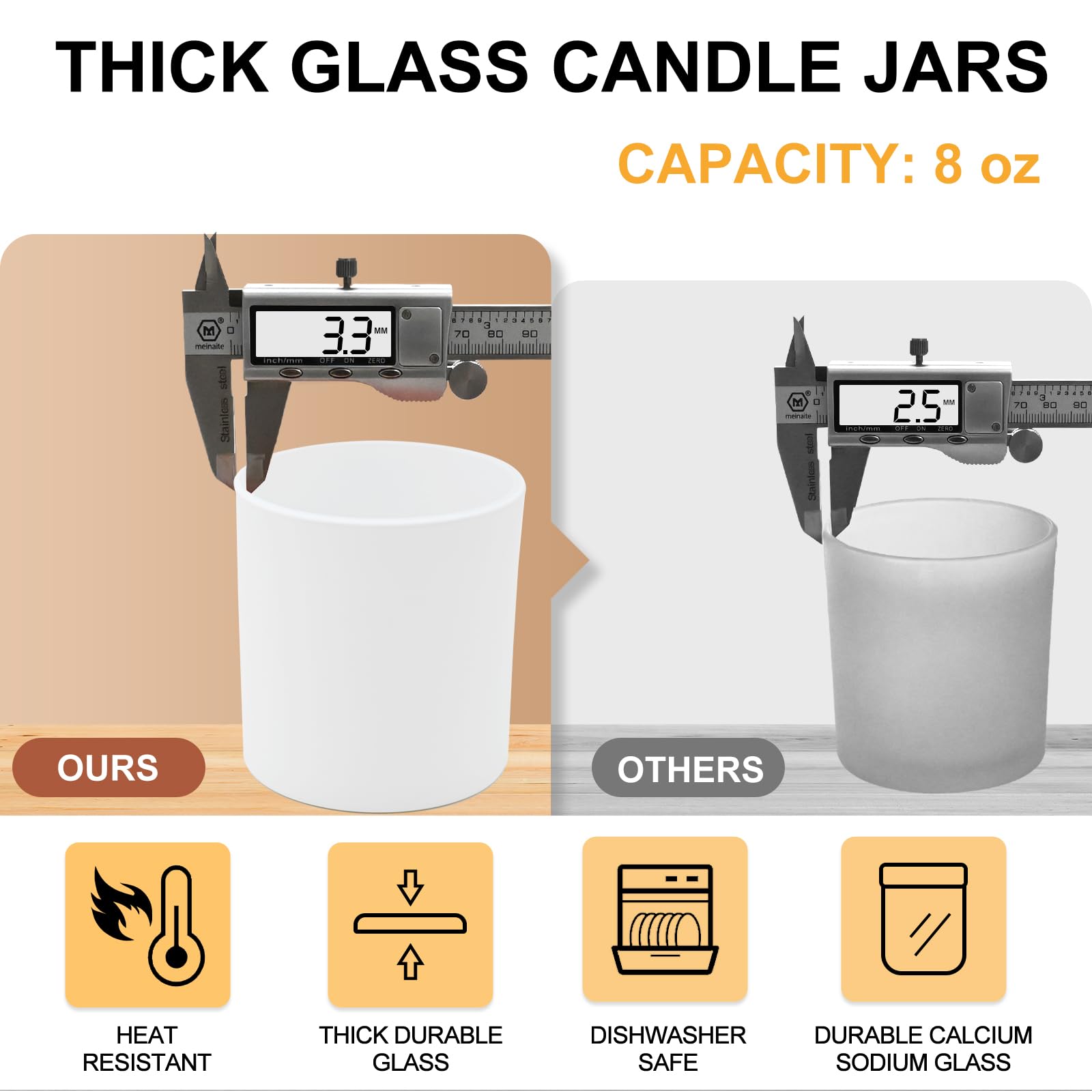 SHOWIN 10 OZ Thick Candle Jars for Making Candles 15 Pcs, Empty Jars with Wood Lids for Candle Making, Sample Container, Inner Black