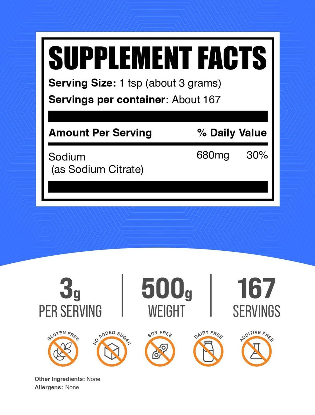 BulkSupplements.com Sodium Citrate Powder - Sodium Citrate Food Grade, Emulsifier, Flavor Enhancer - Gluten Free, 3g per Serving, 100g (3.5 oz) (Pack of 1)