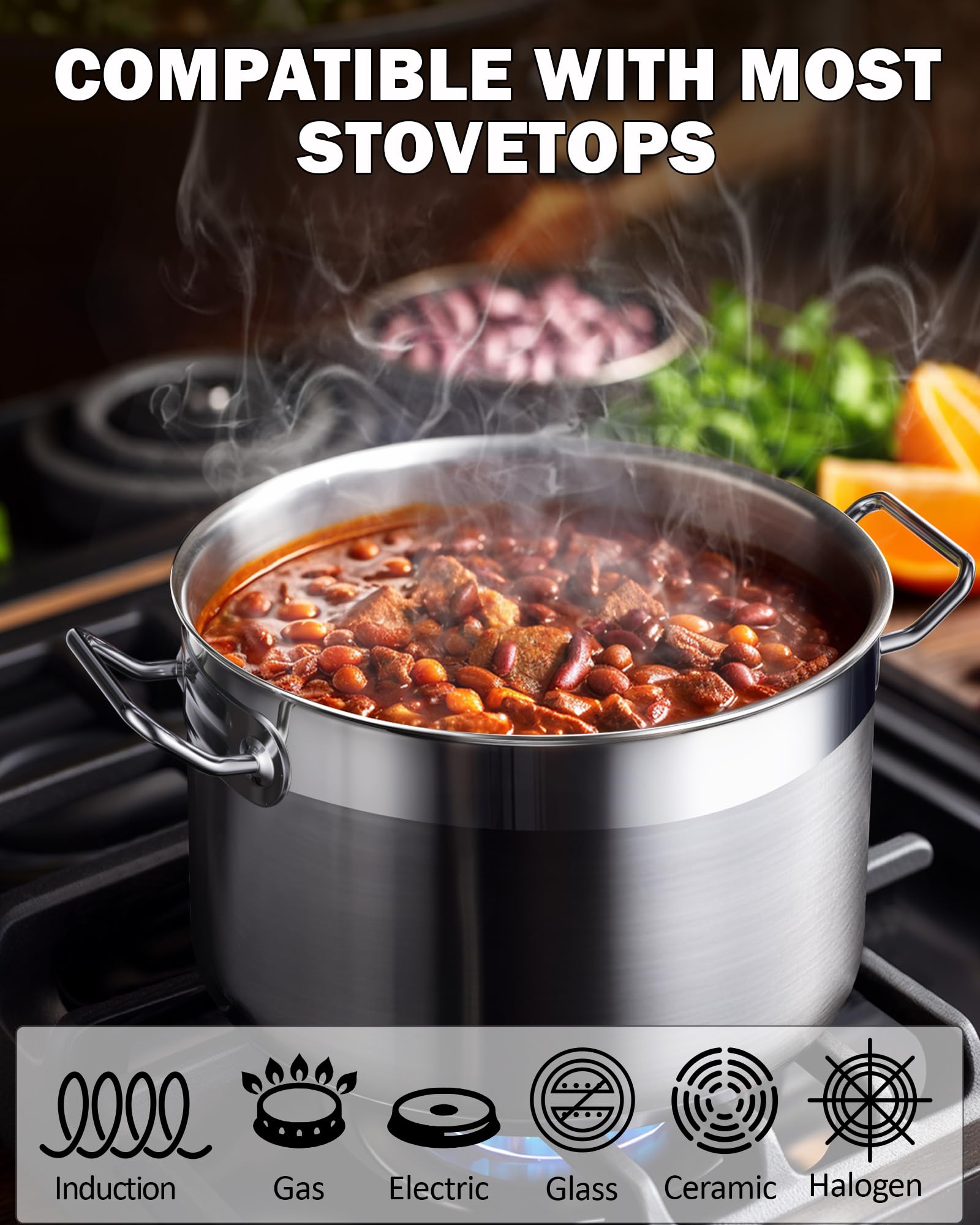 Cooks Standard Professional 6 Quart Stock Pot with Lid, Stainless Steel Dutch Oven Pot