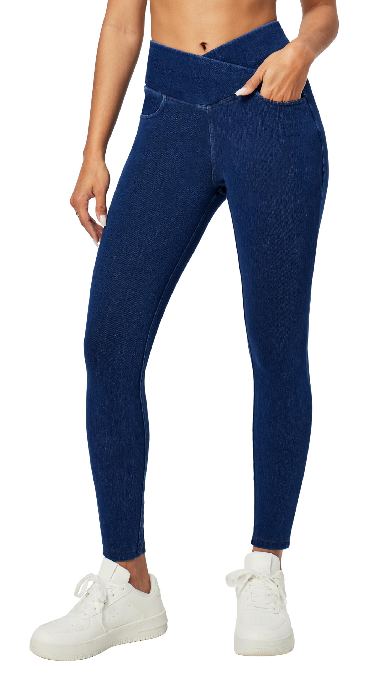 Heathyoga Stretchy Jeans for Women Trendy High Waist Pull On Jeggings Tummy Control Womens Skinny Jeans Leggings with Pockets