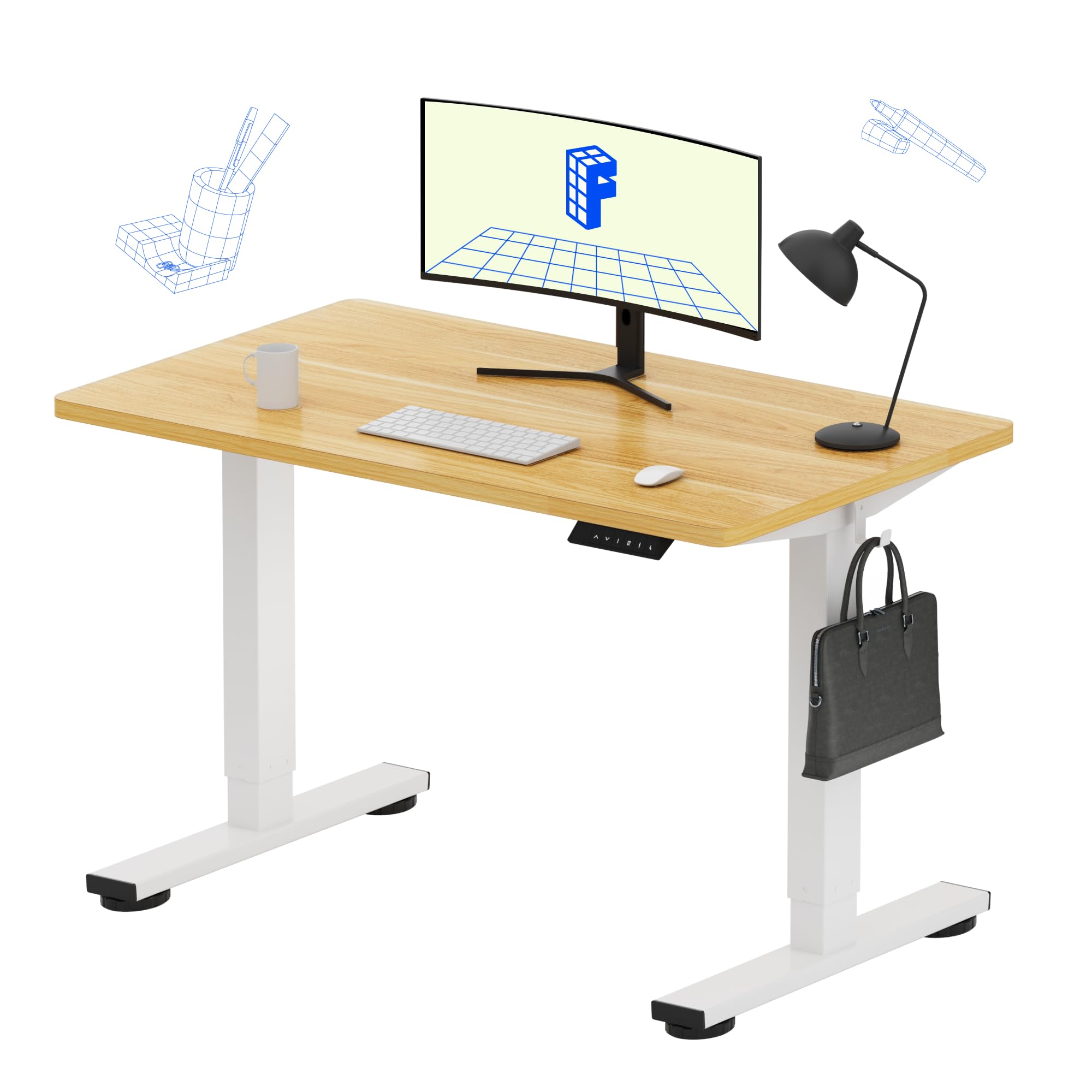 FLEXISPOT EN1 One-Piece Standing Desk, Electric Adjustable with 4 Memory Presets, 176 LBS Capacity, Stable & Quiet, Seamless Desktop for Home Office & Dual Monitors, 40"x24" Black