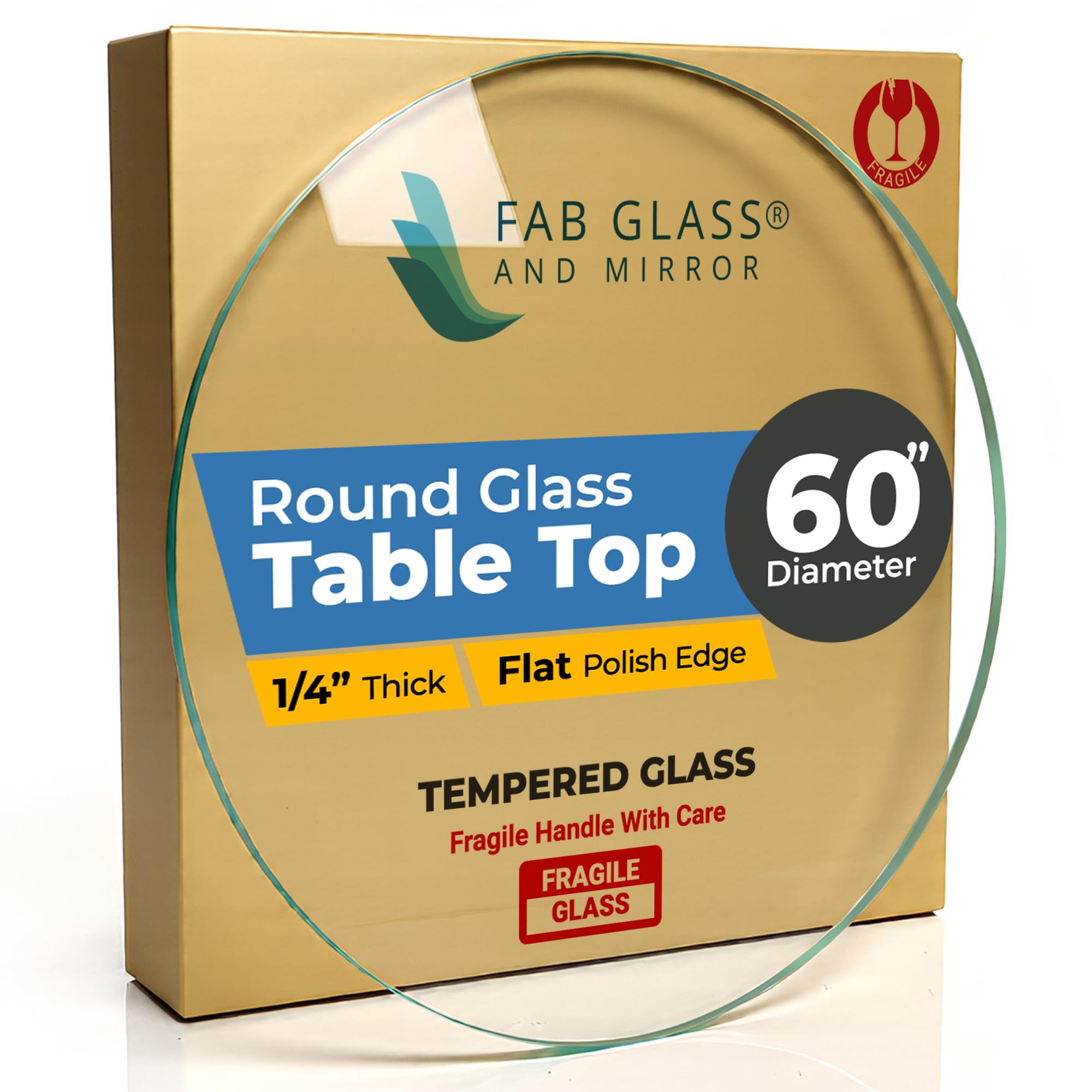12" Inch Round Glass Table Top 1/2" Thick Tempered Beveled Edge by Fab Glass and Mirror