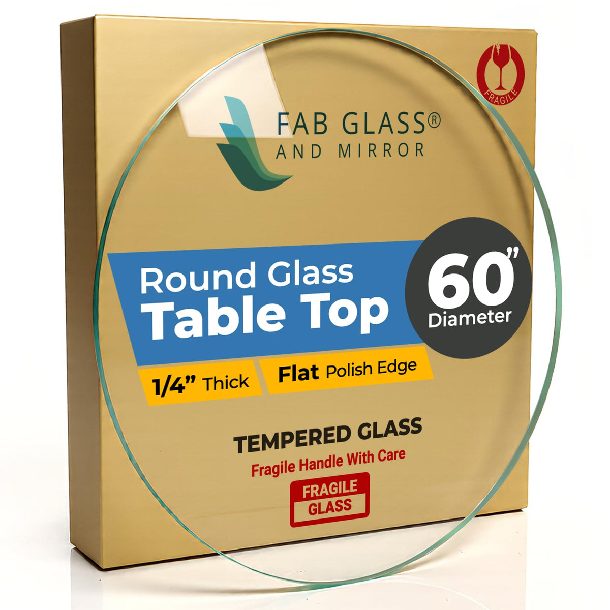 14" Inch Round Glass Table Top 1/2" Thick Tempered Beveled Edge by Fab Glass and Mirror