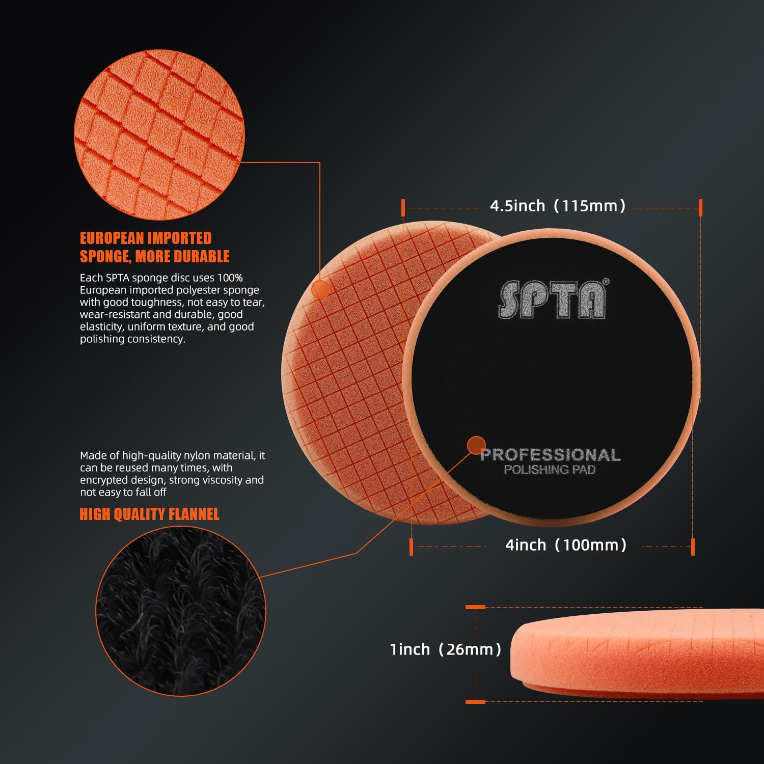 Buffing Polishing Pads, SPTA 5Pcs 3.5 Inch Face for 3 Inch 76mm Backing Plate Mix Cutting force Buffing Pads Cutting Polishing Pad Kit For Car Buffer Polisher Compounding,Polishing, Waxing -FPTFS3-MIX