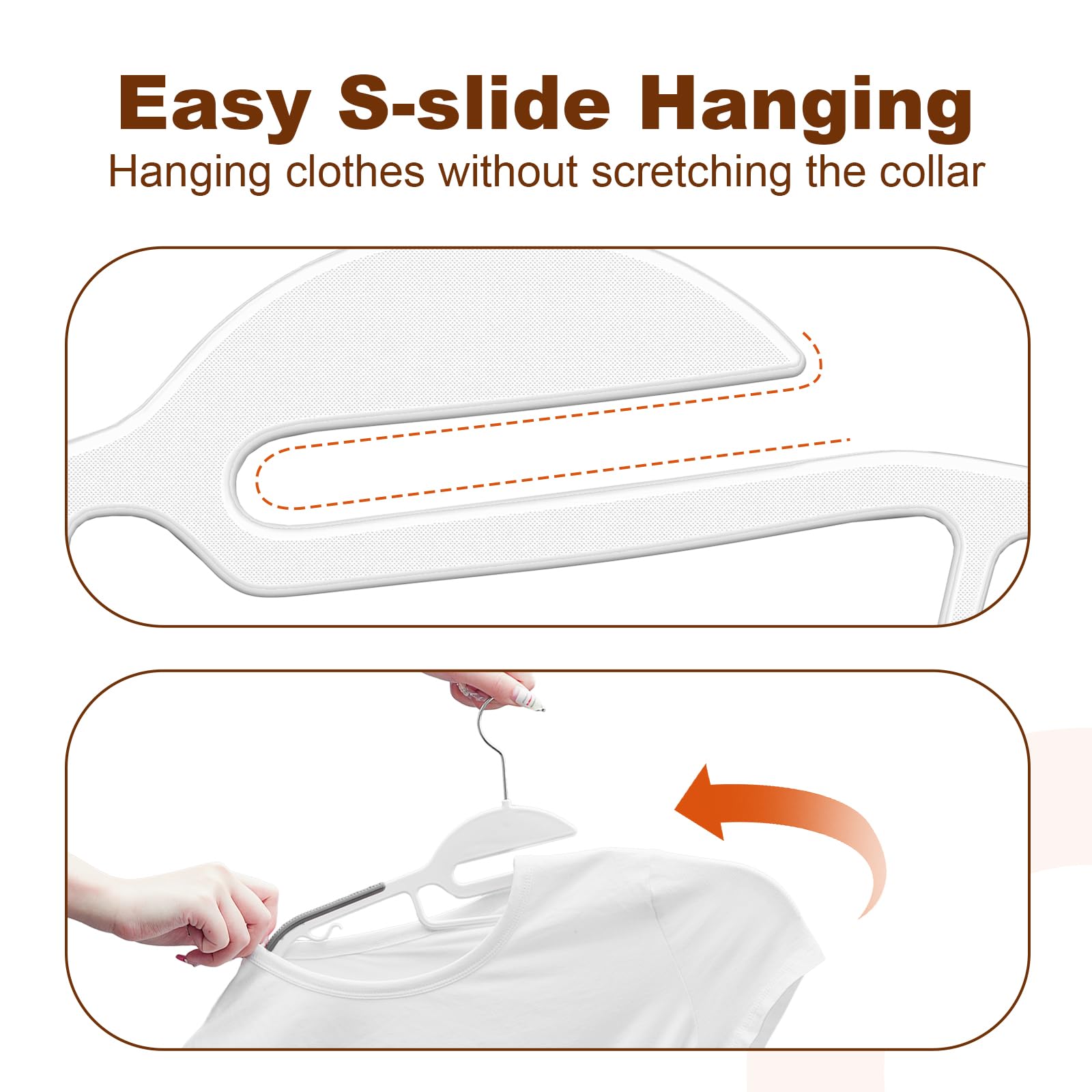 HOUSE DAY Slim Plastic Hangers with Non Slip Rubber Pads, 30 Pack, Black | Space saving closet organizer, heavy duty S-shape, rubber grip pads help keep shirts, suits, coats, pants, skirts in place