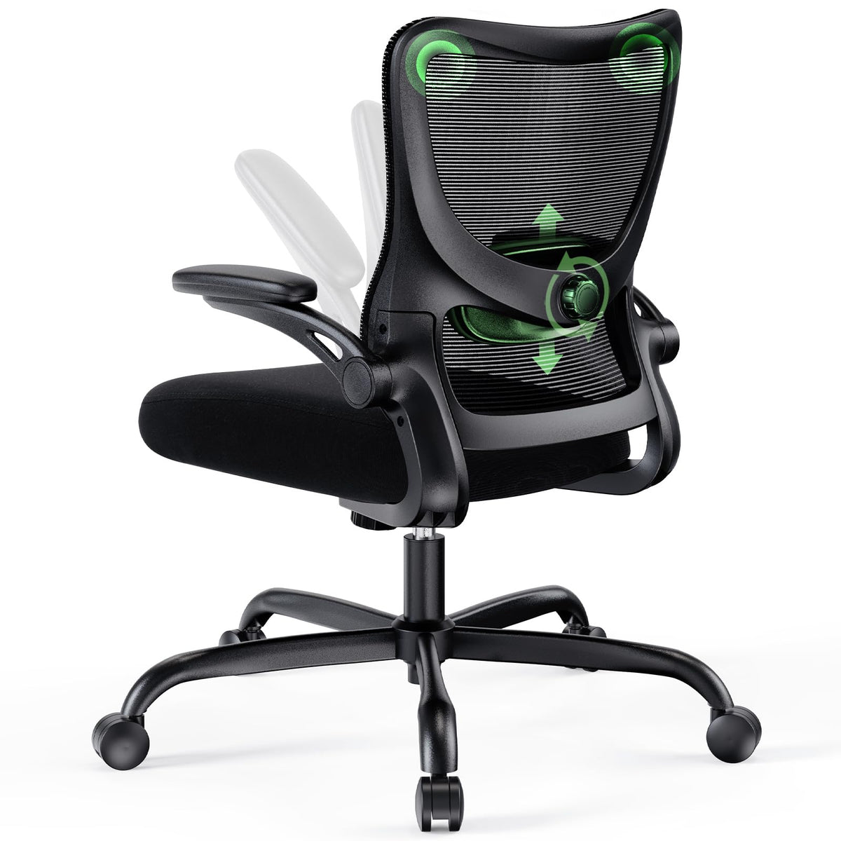 Marsail Office Chair Ergonomic Desk Chair with 3 Ways PU Armrests and Adjustable Lumbar Support Breathable Mesh Computer Chair Executive Rolling Swivel Comfy