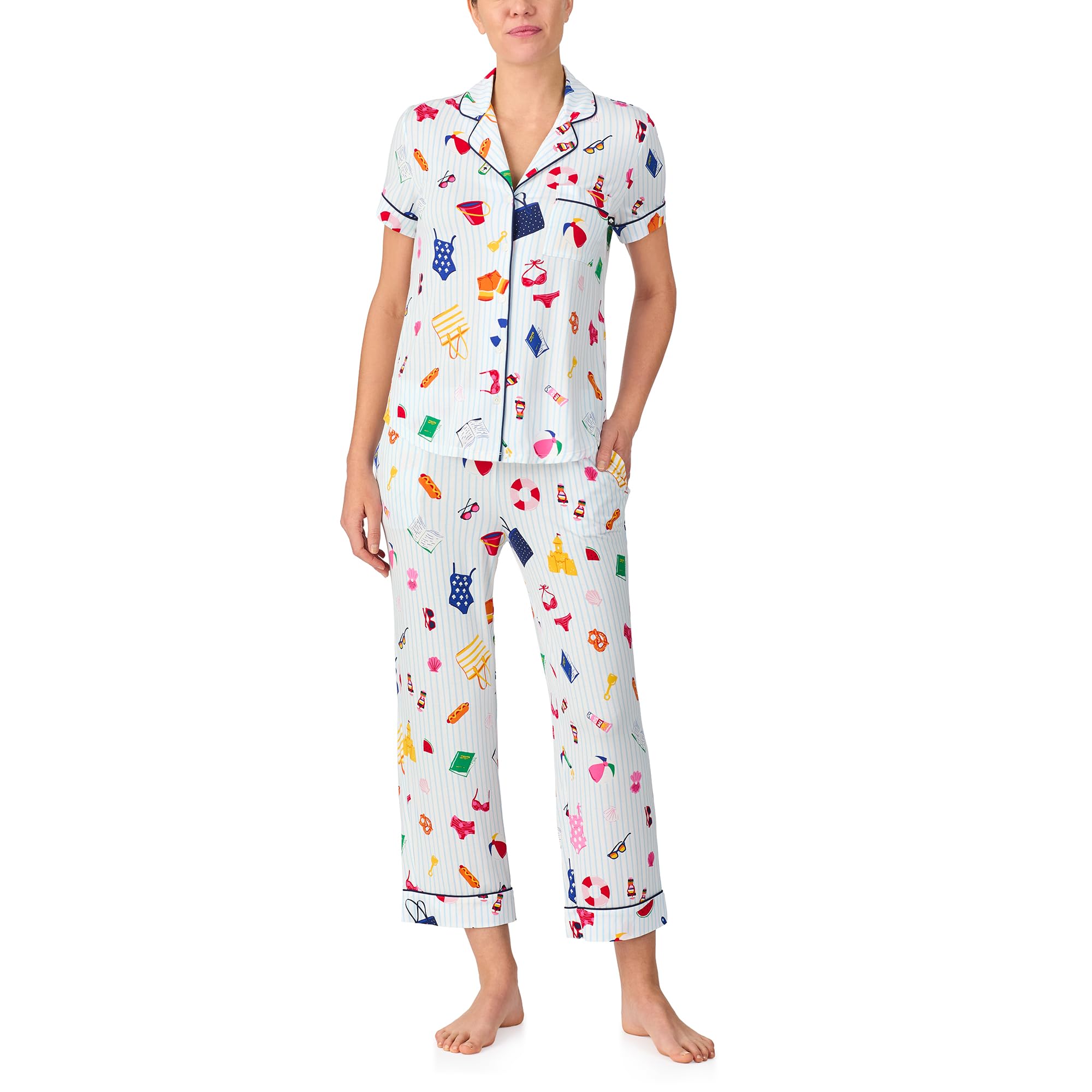 kate spade new york Short Sleeve Cropped Pant PJ Set