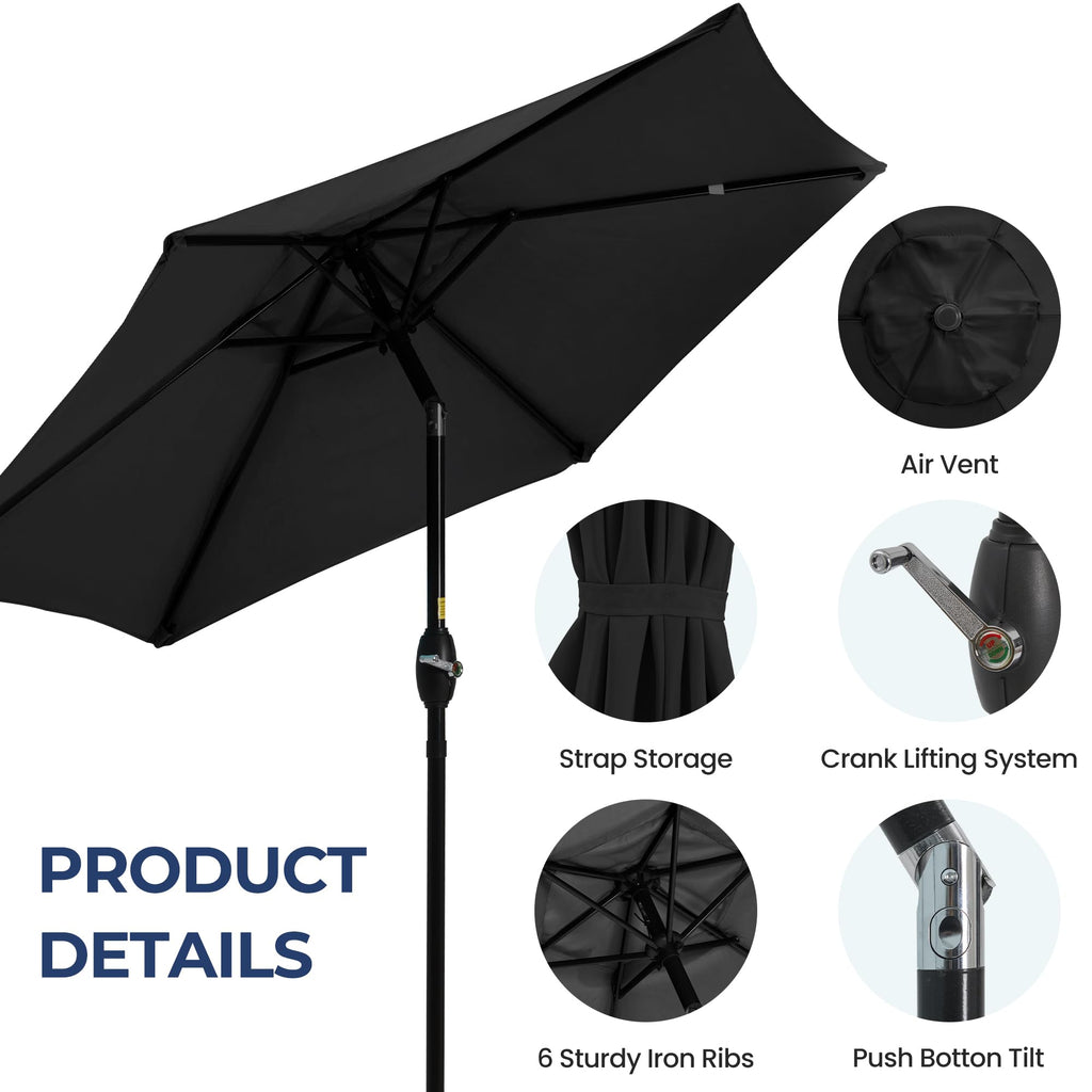 SUNVIVI OUTDOOR Outdoor Patio Umbrella, Patio Umbrella, Market Umbrella, Large Outdoor Umbrella, Metal Pole Umbrella with Push Button Tilt and Crank, Polyester Canopy