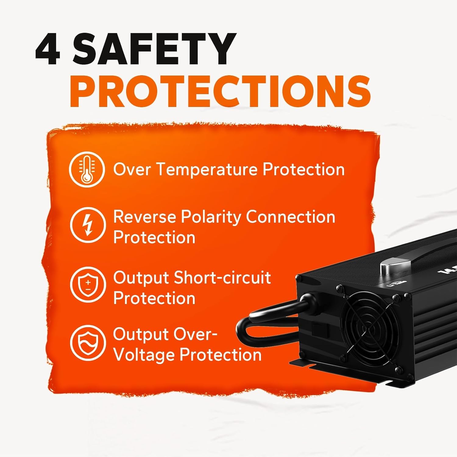 LiTime 80 Amp Lithium Battery Charger,12V LiFePO4 Battery Charger AC-DC Smart Charger with Cooling Fan, Anderson Connector LED for 14.6V LiFePO4 Lithium Batteries, 80A Fast Charging