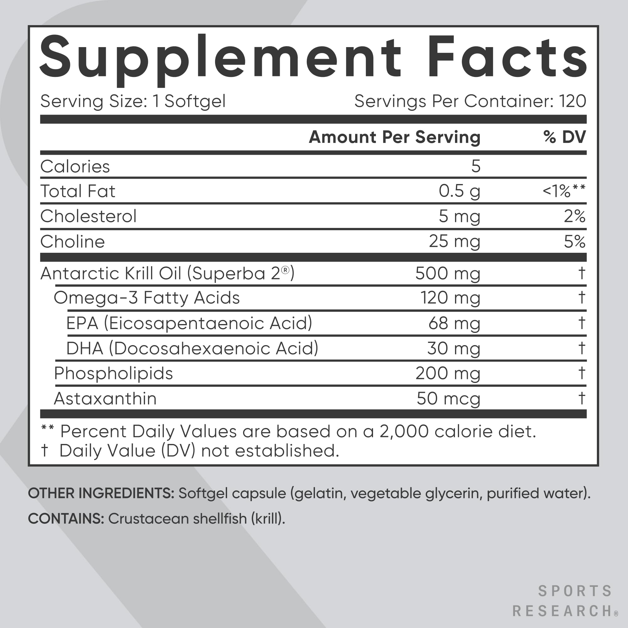 Sports Research Krill Oil Supplement with EPA & DHA Omega 3, Phospholipids & Astaxanthin from Antarctic Krill - Highest Concentration of Krill Oil for Men & Women - 1000mg, 30 Softgel Capsules