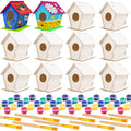 hapray 12 Pack Bird House Kit, DIY Birdhouse Kits, Wooden Crafts Arts for Children to Build and Paint (Includes Paints & Brushes) for Kids Girls Boys Toddlers Halloween Christmas Gift