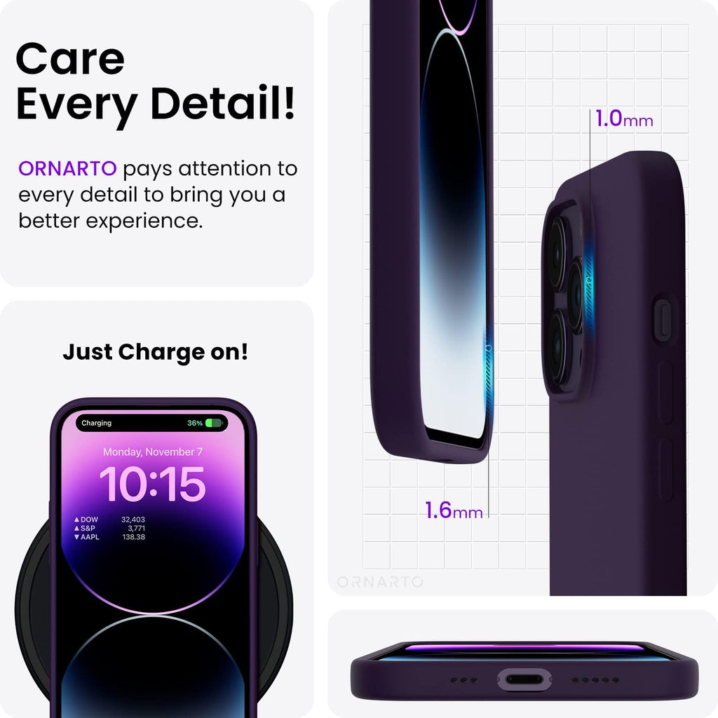 ORNARTO Compatible with iPhone 14 Pro Case 6.1, Slim Liquid Silicone 3 Layers Full Covered Soft Gel Rubber Phone Case Protective Cover with Microfiber Lining 6.1 inch-Baby Blue