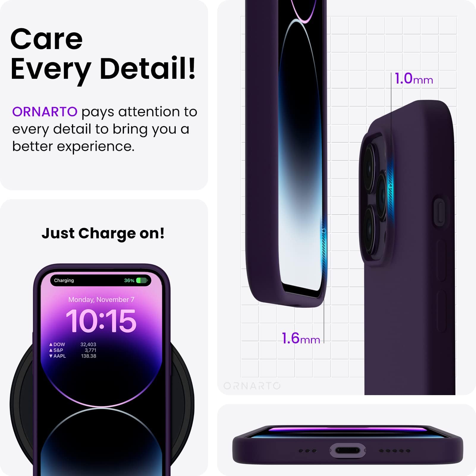 ORNARTO Compatible with iPhone 14 Pro Case 6.1, Slim Liquid Silicone 3 Layers Full Covered Soft Gel Rubber Phone Case Protective Cover with Microfiber Lining 6.1 inch-Baby Blue