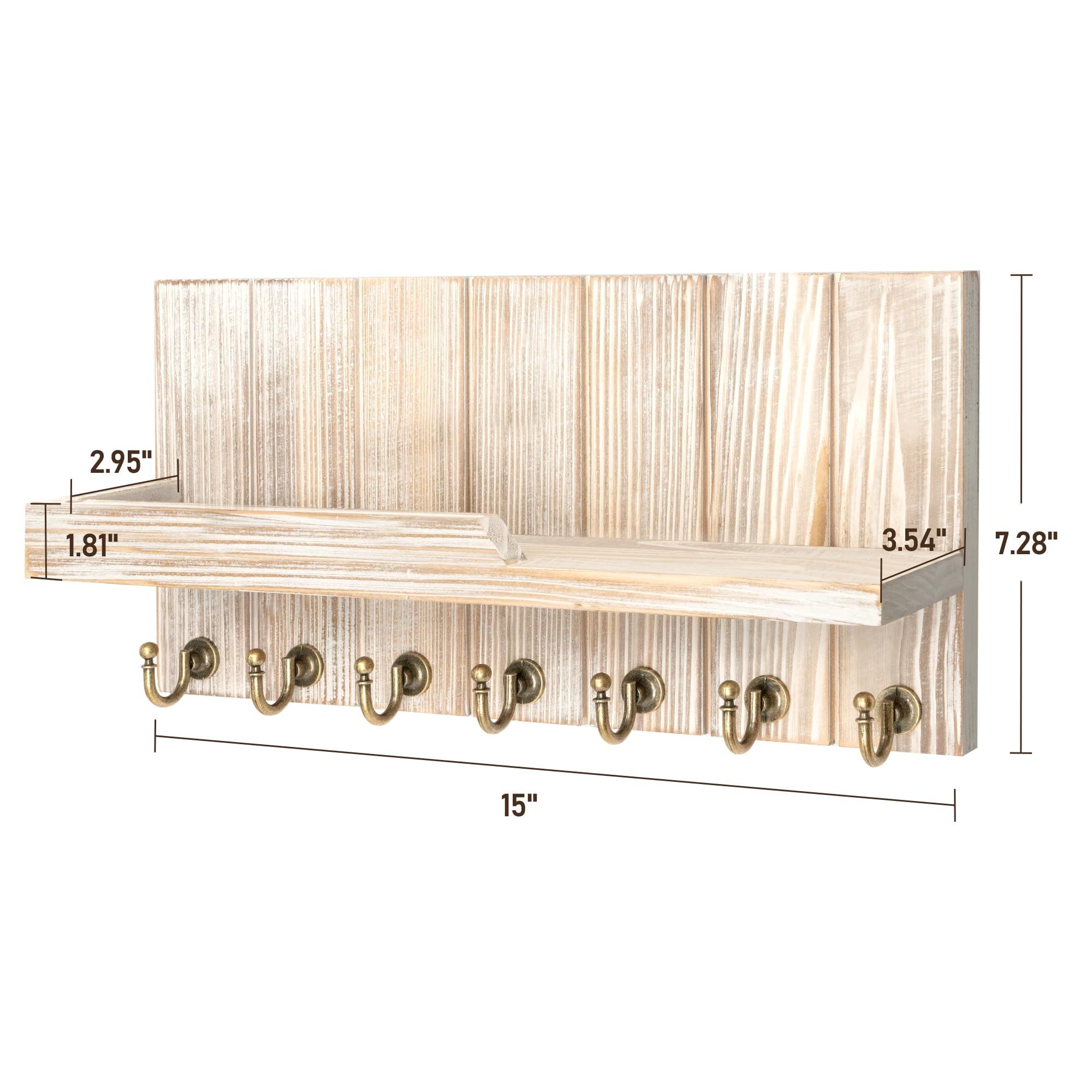 Rebee Vision Acacia Wood Key Holder Wall Mount – Farmhouse Key Holder for Wall & Mail Organizer with Shelf for Home Decor – Ideal for Apartment Essentials (Acacia Wood, 3.54" x 10" x 7.28")