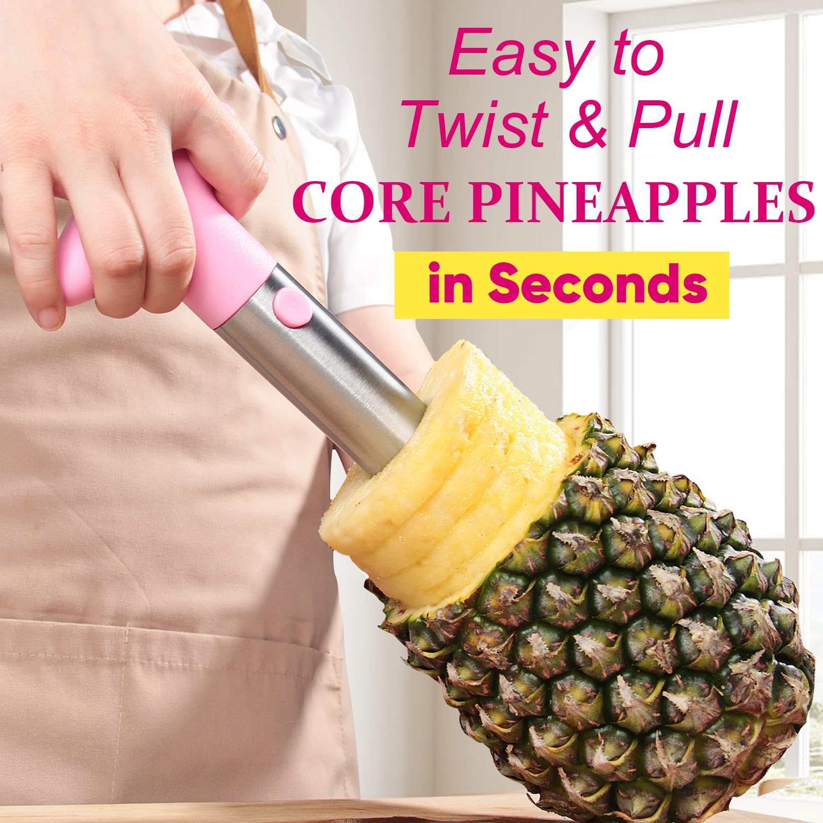Pineapple Corer, [Upgraded, Reinforced, Thicker Blade] Newness Premium Pineapple Corer Remover, Stainless Steel Pineapple Core Remover Tool for Home & Kitchen with Sharp Blade for Diced Fruit Rings