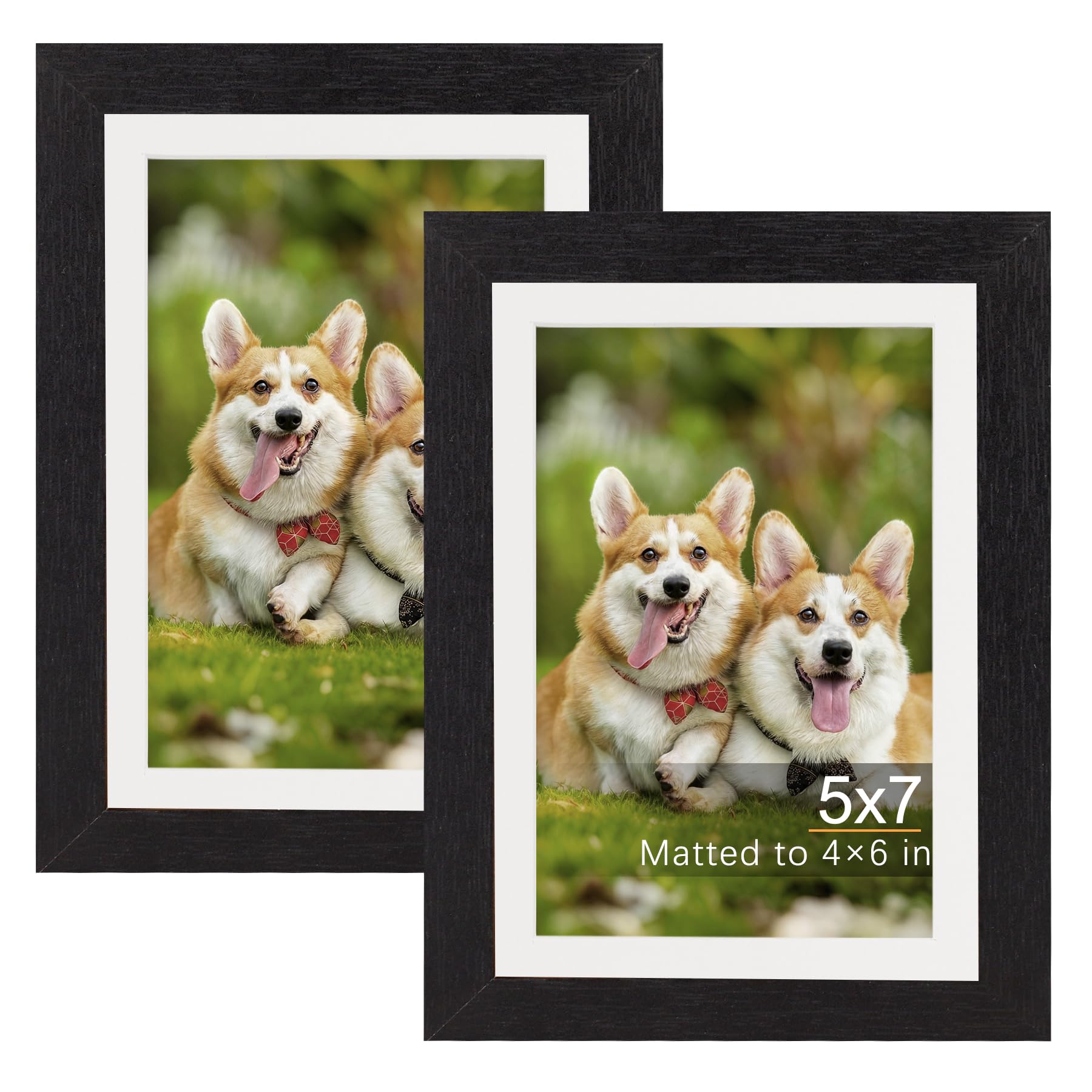 TOFOREVO Picture Frames 4x4 Set of 2 Black Wood Grain Photo Frame for Gallery Wall Mounting or Tabletop Display