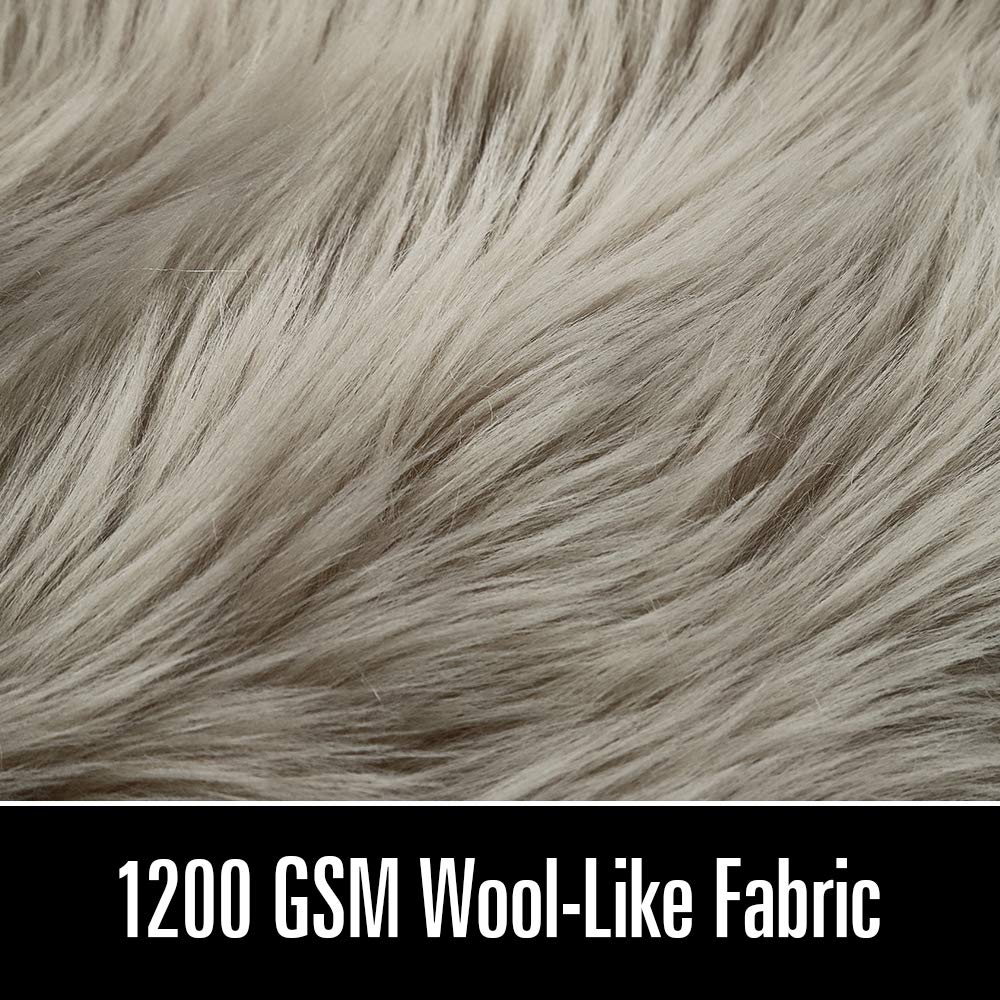 LOCHAS Soft Fluffy Faux Fur Rugs for Bedroom Bedside Rug 2x3 Feet, Washable, Furry Sheepskin Area Rug for Living Room Girls Room, Luxury Shag Carpet Home Decor, Beige