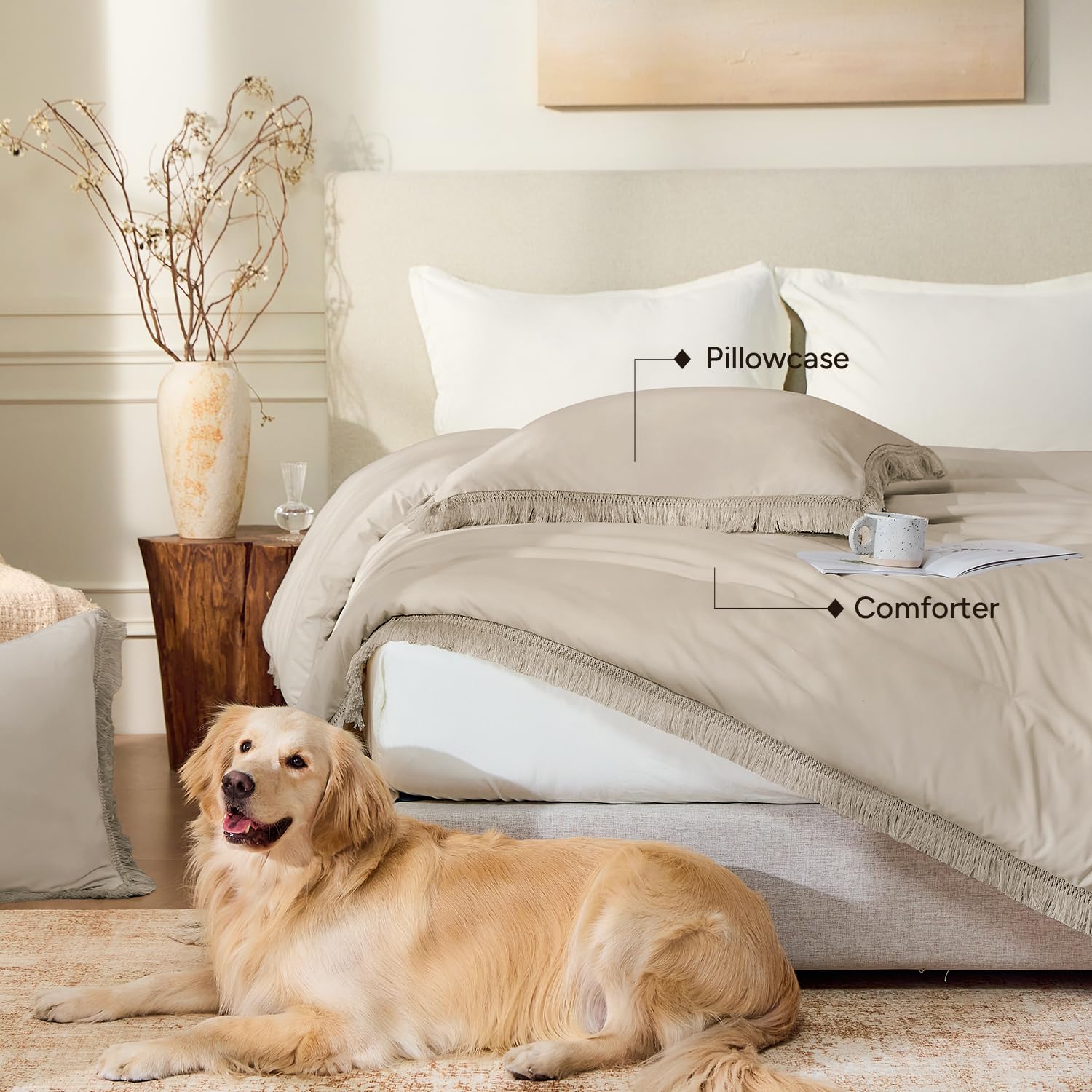 Andency Comforter Full Size Set Burnt Orange, 3 Pieces Boho Terracotta Winter Lightweight Bedding Comforter Sets, All Season Rust Tassel Bed Set (79x90In Comforter & 2 Pillowcases)