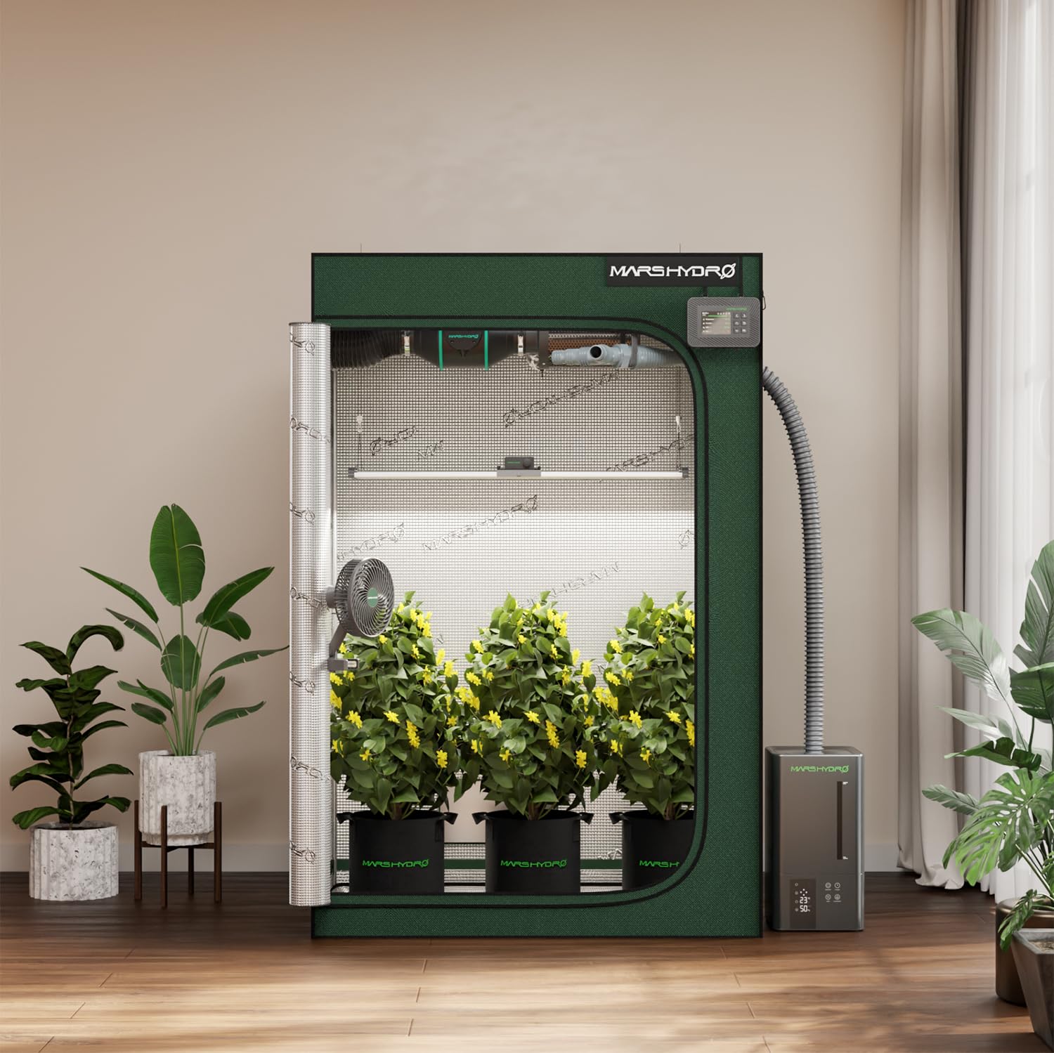 MARS HYDRO 2x2x3 Advanced Grow Tent, 24"x24"x36" High Reflective Mylar 1680D for Hydroponics Indoor Plant Growing, with Floor Tray and Smooth Zipper for TS600