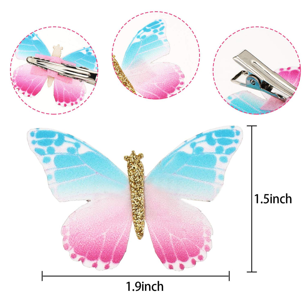 Boao 18 Pieces Glitter Butterfly Hair Clips for Girls Teens Women Hair Accessories (Bright Style)