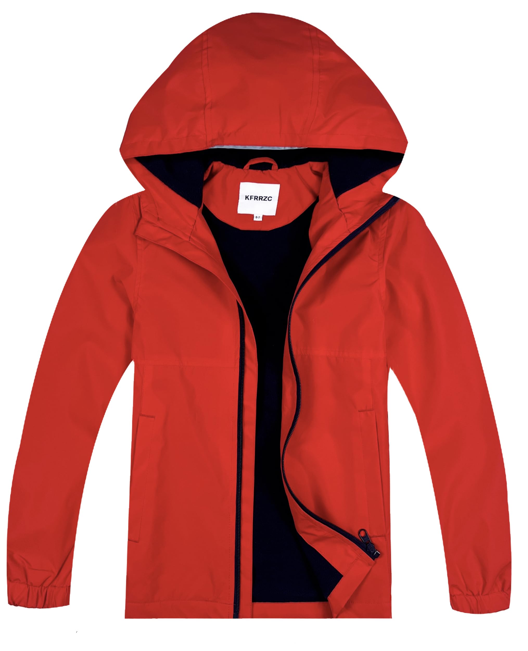 Boys Girls Rain Jackets Waterproof Hooded Fleece Raincoats Lightweight Windbreakers for Kids