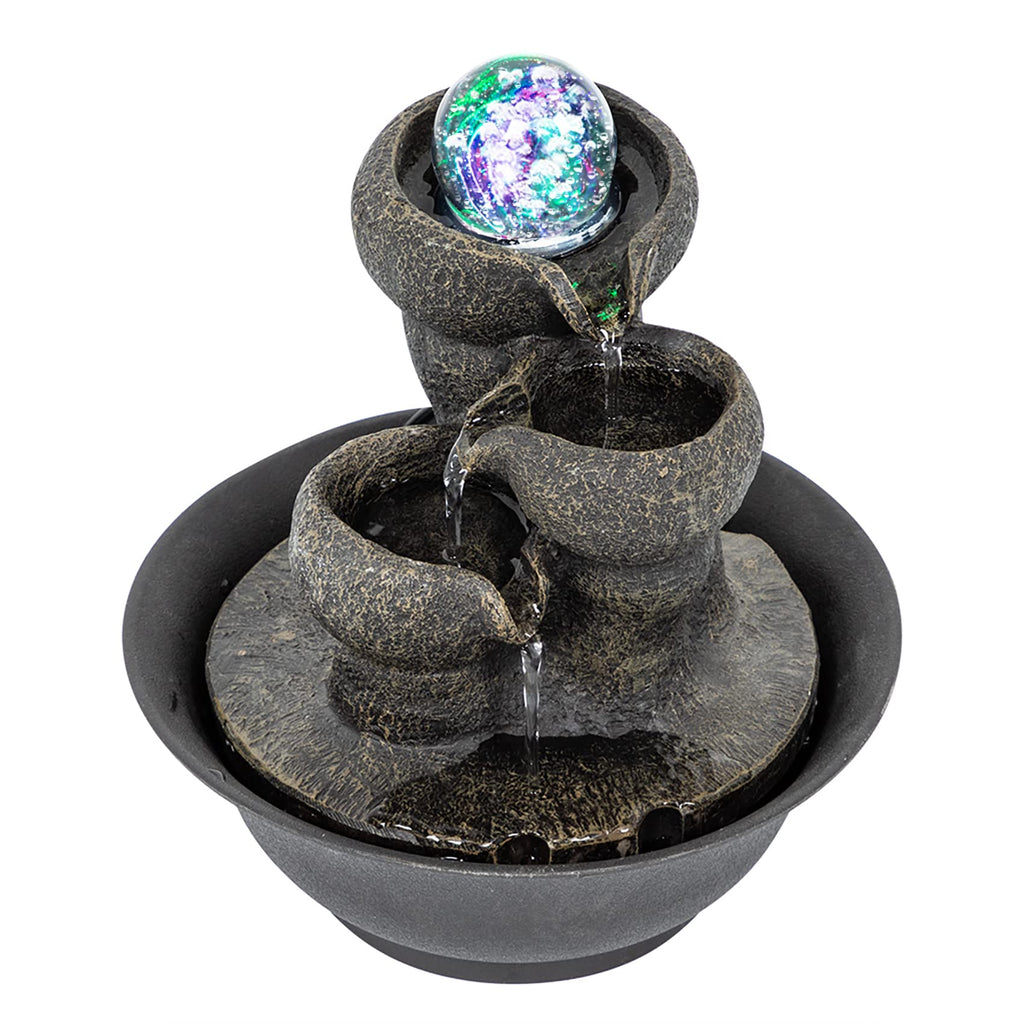 Ferrisland Tabletop Water Fountain, Zen Meditation Indoor Waterfall Fountain, Heart Shape Decoration with LED Light for Home Office Bedroom Relaxation Decor, Gift Ideas