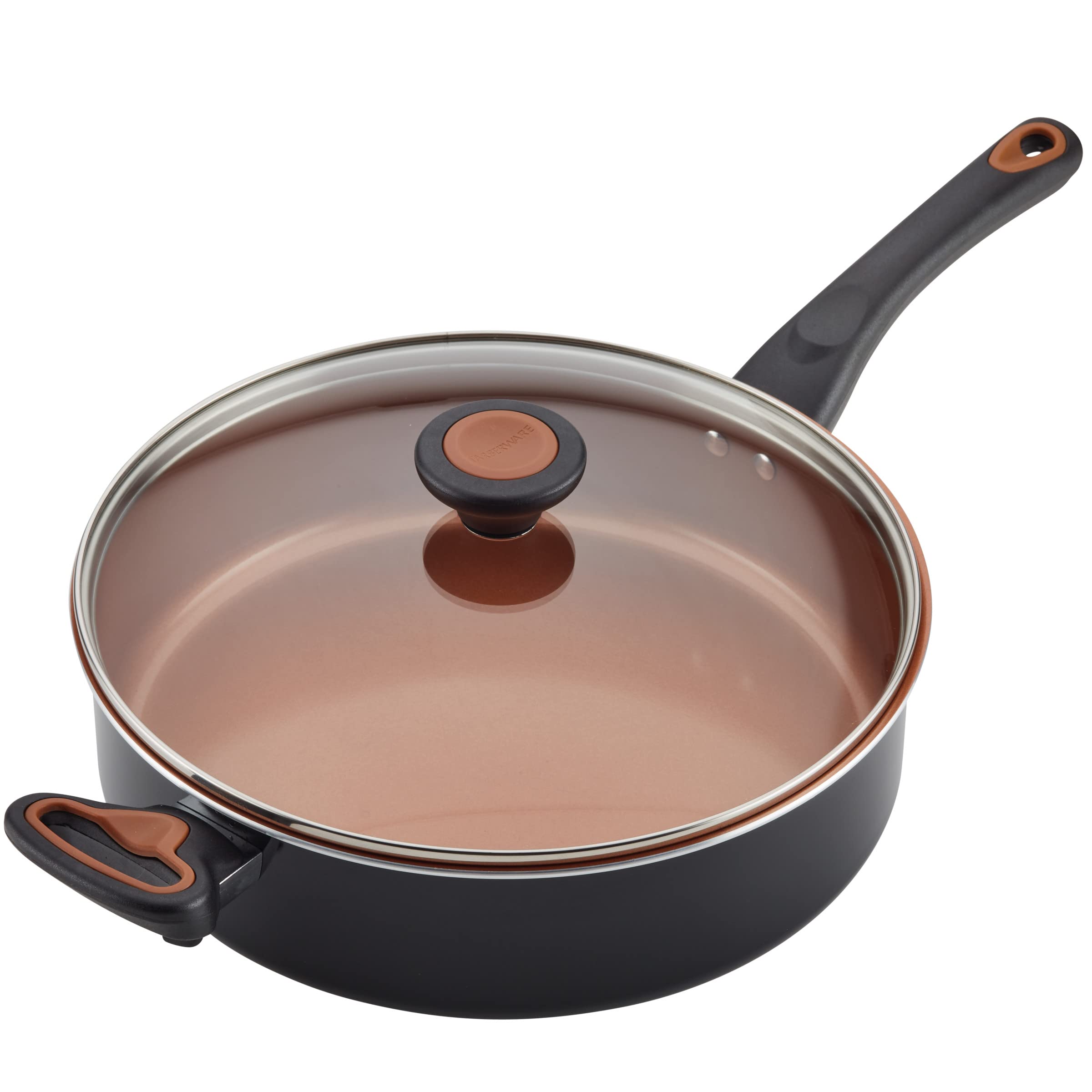 Farberware Glide Ceramic Nonstick Saute Pan / Frying Pan / Fry Pan with Lid and Helper Handle - 4 Quart, Black