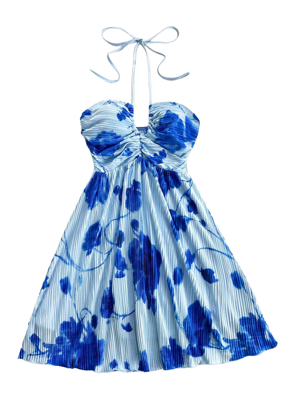 SOLY HUX Women's Tie Dye Cami Dress Halter Backless Sleeveless A Line Short Summer Dresses Sundress