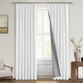 MIULEE Linen Pinch Pleated 100% Blackout Curtains for Bedroom 84 Inch Long 2 Panels Set- Back Tab Track Beige Thermal Insulated Cream Black Out Triple Pleat Room Darkening Drapes with Hooks, Greige