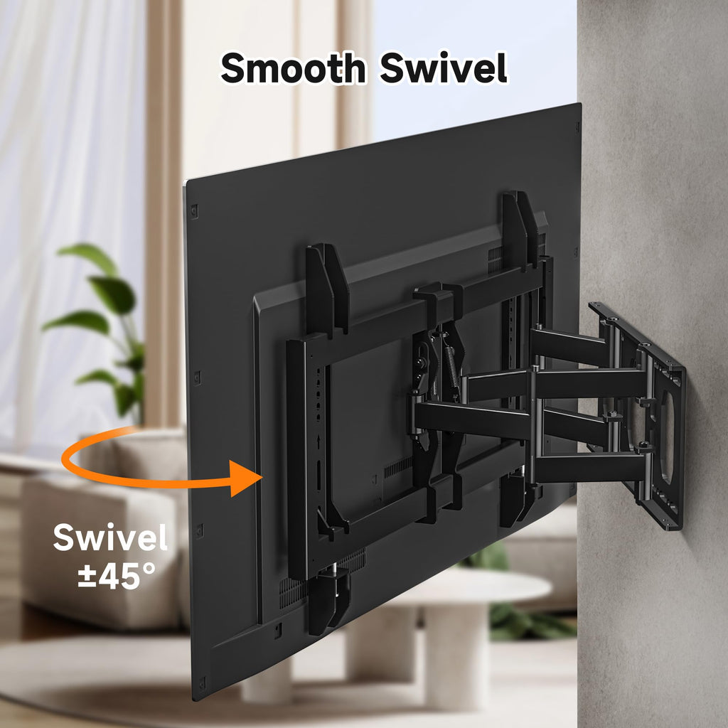 XINLEI Full Motion TV Wall Mount for Most 26"-70" Flat/Curved TV, Swivel Tilt Bracket with Articulating Dual Arms, Support 100lbs, Max VESA 400x400mm, Fits 12”/16" Wood Stud (MA570)