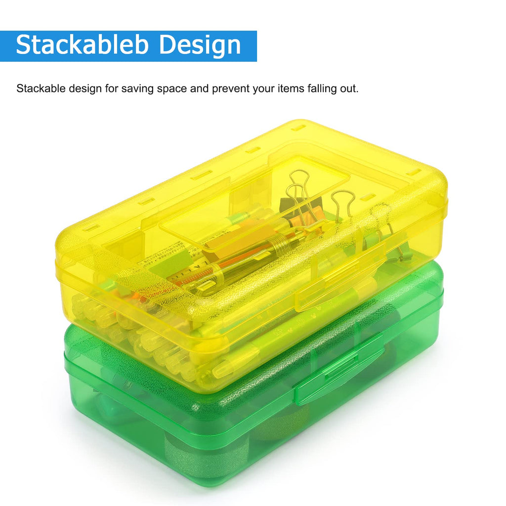 Tamaki 1 Pack Plastic Pencil Box Large Capacity Pencil Boxes Clear Boxes with Snap-tight Lid Stackable Design and Stylish Office Supplies Storage Organizer Box, Black