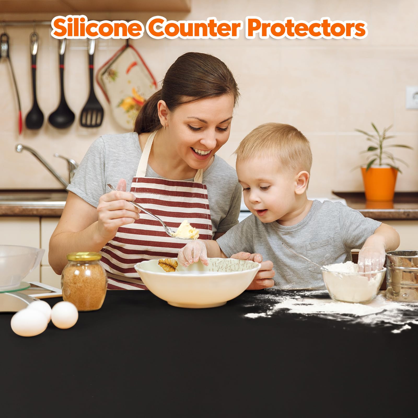 Large Silicone Mat, 72”x16” Heat Resistant Mats for Countertop, Cuttable Waterproof Kitchen Counter Mat, Multipurpose Countertop Protector Mat, Silicone Mats for Kitchen Counter (Black)