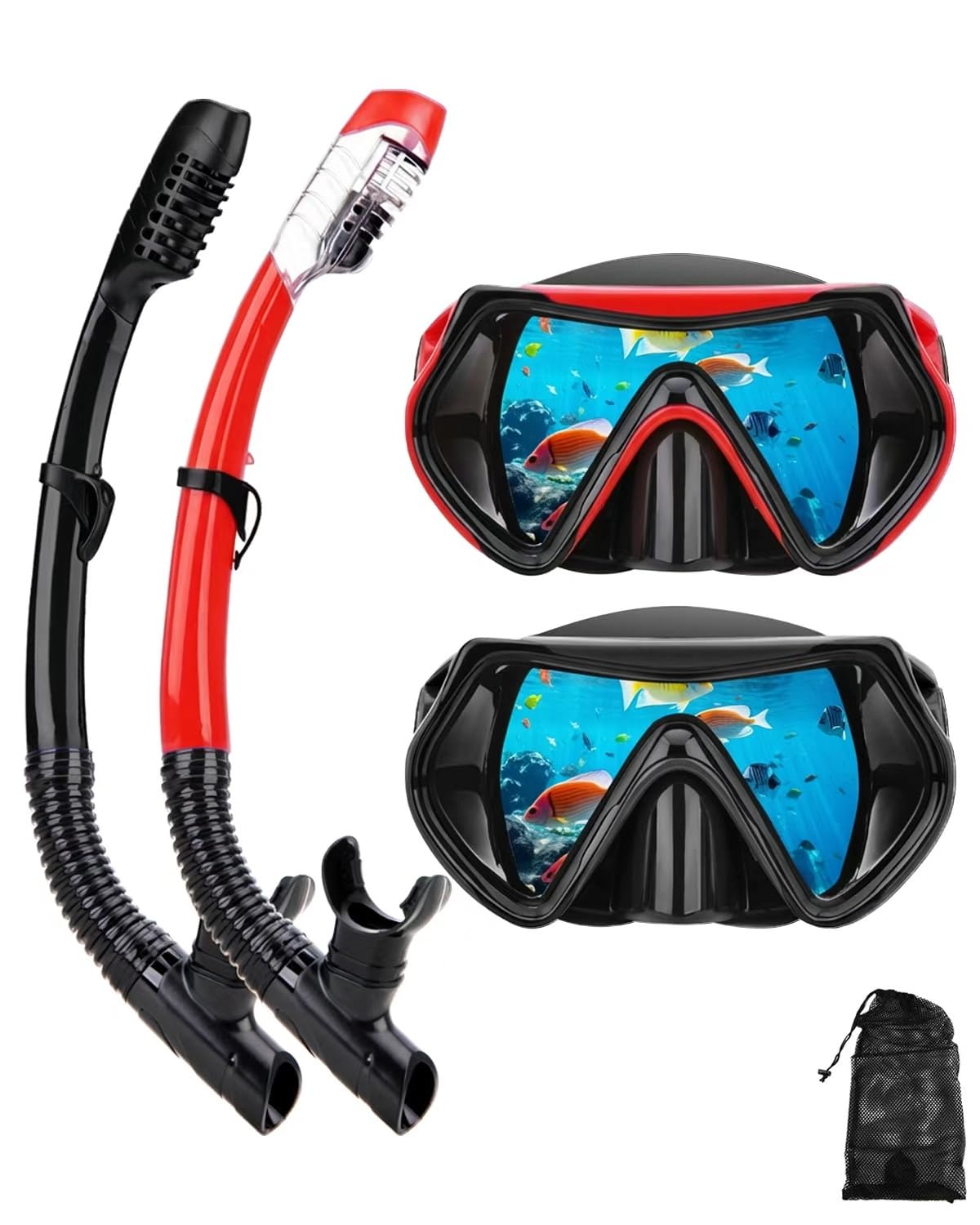 Snorkeling Gear for Adults, Dry Snorkel Mask Set, Scuba Diving Snorkle mask Set Adult, Panoramic Wide View Anti-Fog Dive mask, Swimming Diving Snorkeling Packages