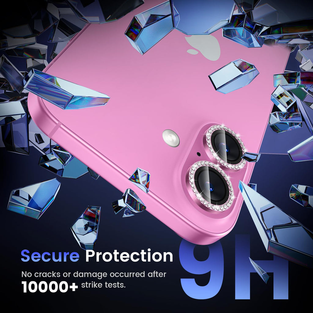 Tensea for iPhone 13 mini/iPhone 13 Camera Lens Protector, 9H Tempered Glass Camera Cover Screen Protector Metal Individual Ring for iPhone 13mini 5.4 inch /13 6.1 inch