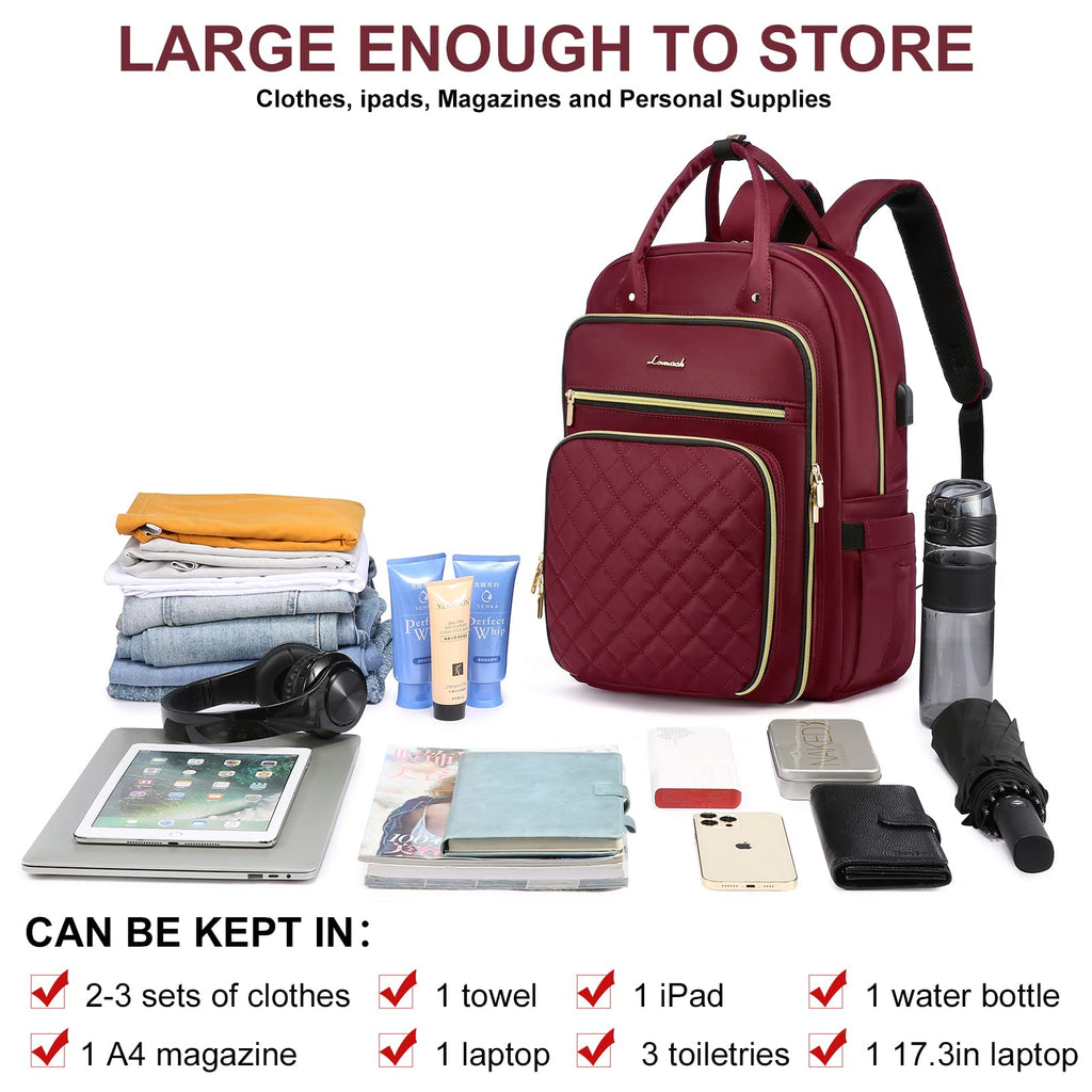 LOVEVOOK Laptop Backpack for Women, Water Resistant Travel Work Backpacks Purse College Business Teacher Nurse Computer bag with USB Charging Port