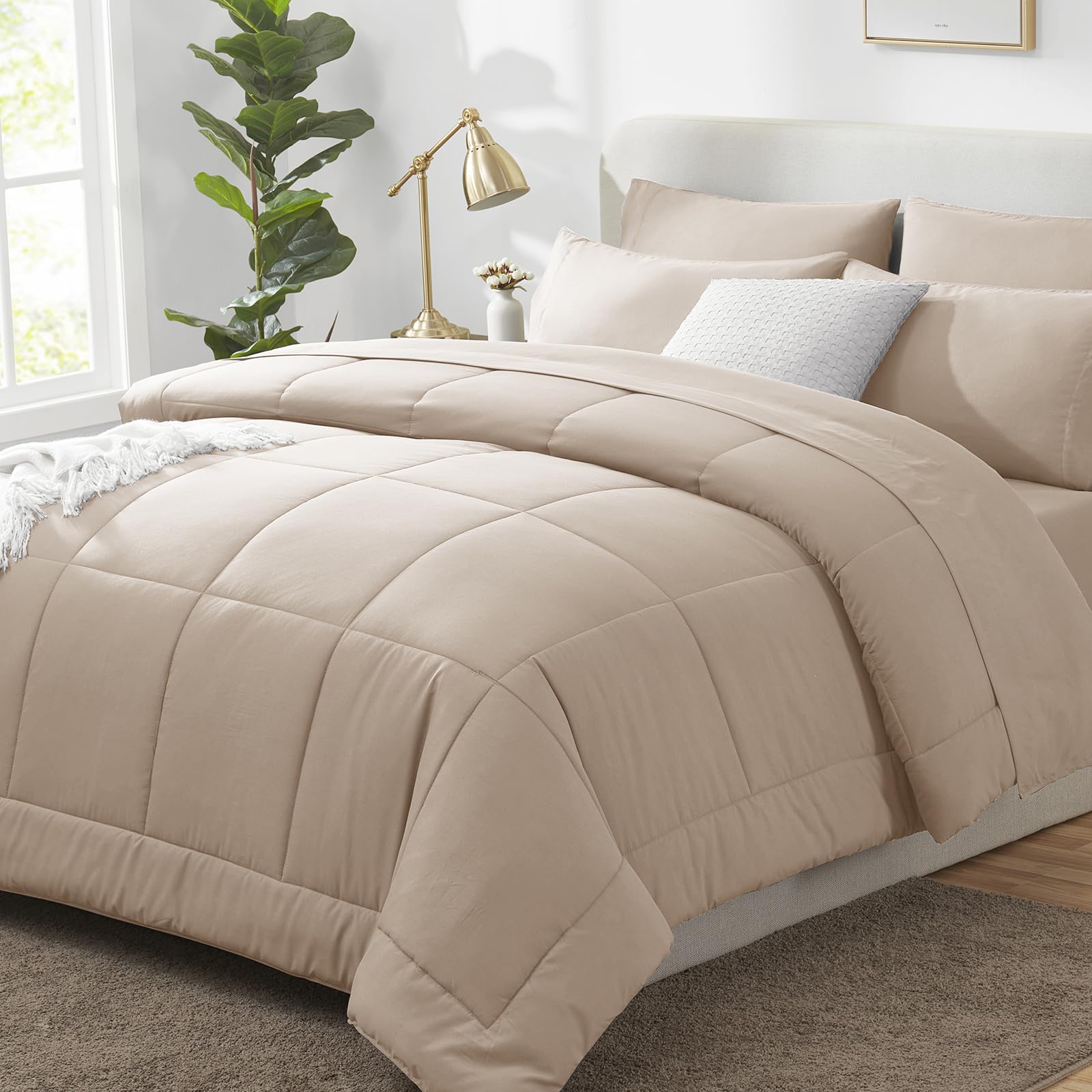 CozyLux Twin XL Comforter Set Baby Blue, 5 Pieces Twin Extra Long Bed in a Bag for College Dorm, All Season Bedding Set with Stitch Quilted Comforter, Flat Sheet, Fitted Sheet, Pillowcases