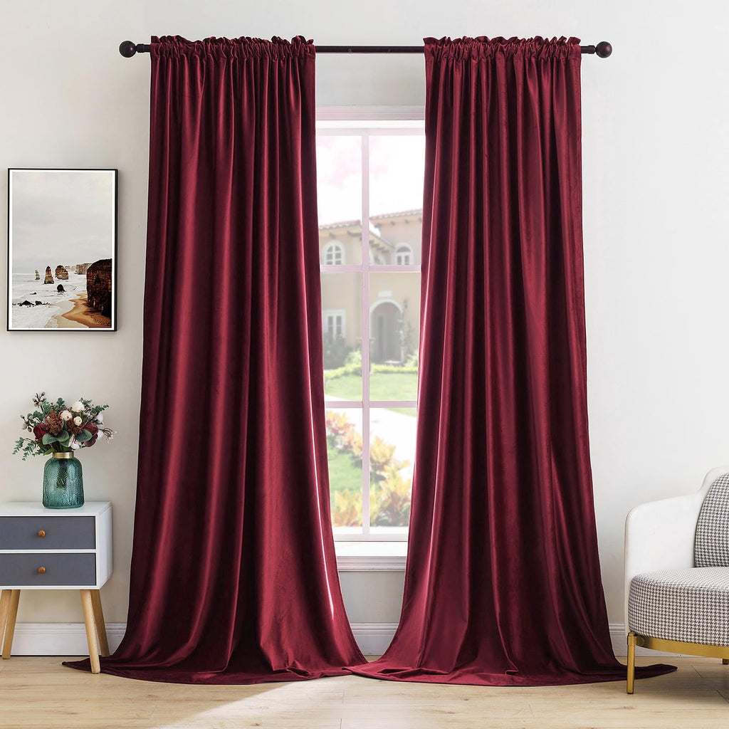 MIULEE Black Velvet Curtains Thermal Insulated Blackout Halloween Curtain Drapes for Bedroom Living Room Darkening 63 Inches Long Curtains Panels Rod Pocket Set of 2