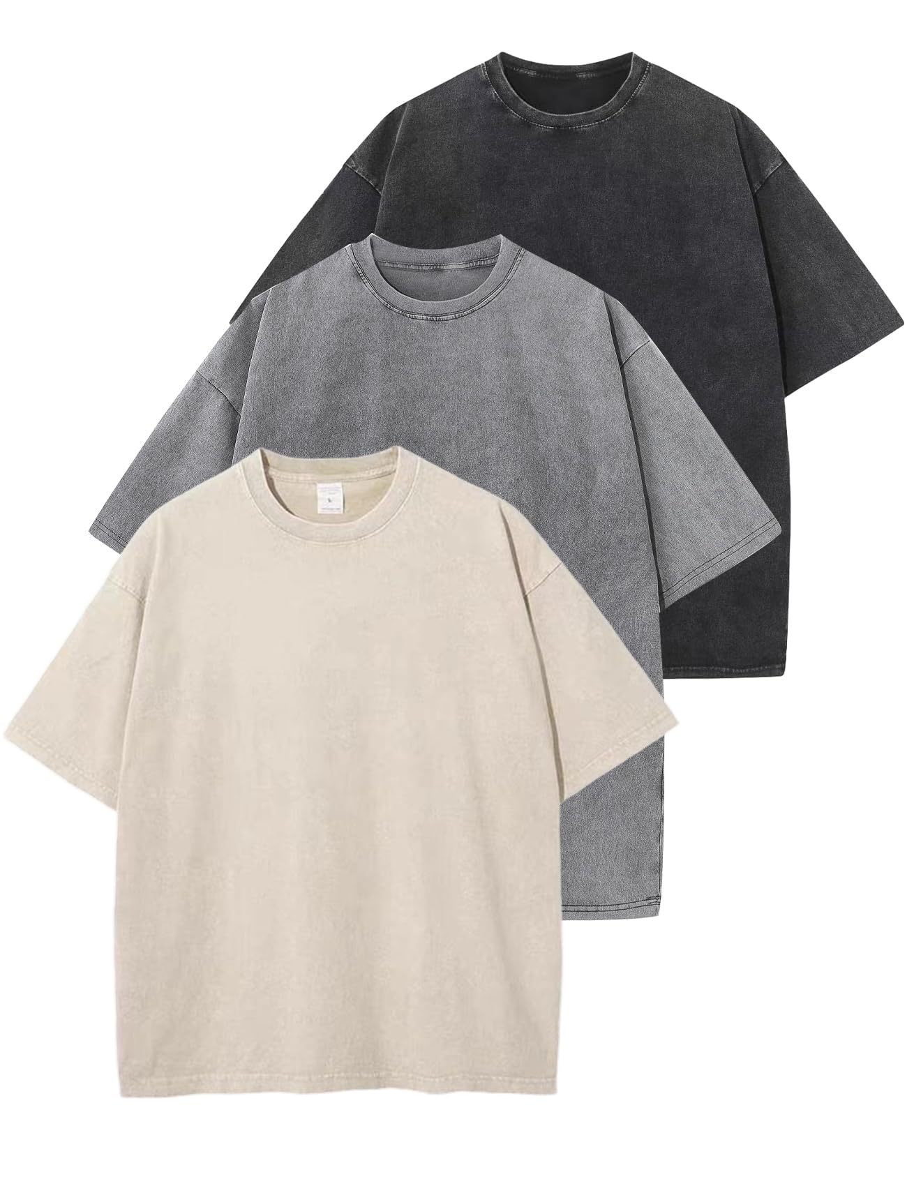 Arssm Men Oversized T Shirts Vintage Tee Loose Fit Short Sleeve Casual Streetwear Baggy Washed Unisex Tops