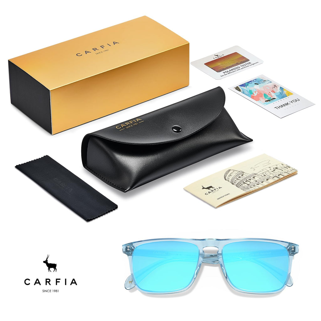 CARFIA Retro Polarized Sunglasses for Men UV Protection Hand-crafted Acetate Frame Fashion Cool Sun Glasses CA53572