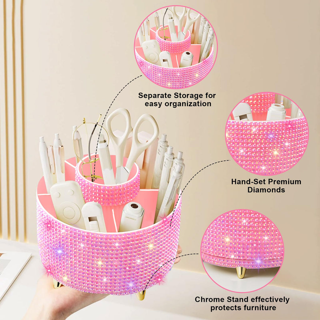 Makeup Brush Holder Organizer,360° Rotating Makeup Brush Organizer,5 Slot Make up Brushes Cup for Cosmetics, Nail Polish, Art Supply, Bathroom Vanity Desktop Organizer - Black