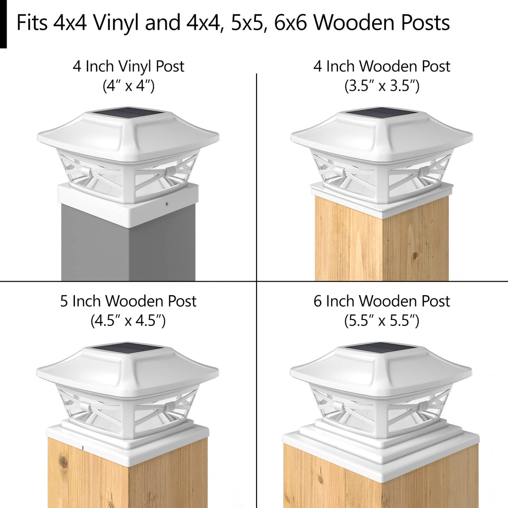 Davinci Lighting Renaissance Solar Outdoor Post Cap Lights - Includes Bases for 4x4 5x5 6x6 Posts - Bright LED Light - Pearl White (1 Pack)