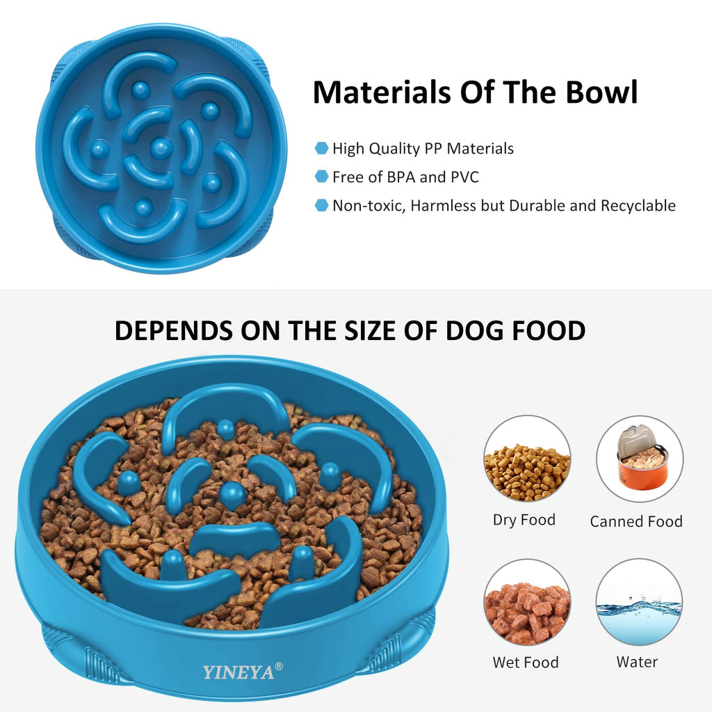 YINEYA 2PCS Anti-Choking Slow Feeder Dog Bowls Small Size Dog, Slow Feeder Cat Bowl, Supplies and Puzzle for Pet